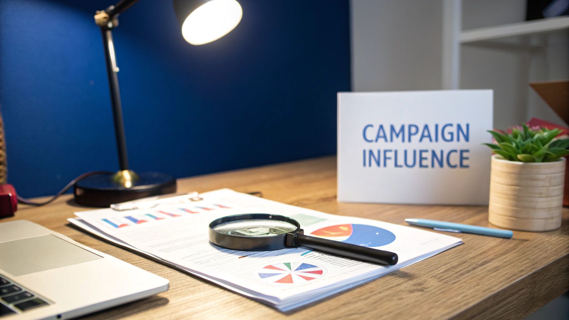 A glowing, abstract visualization of interconnected data points, representing marketing campaign influence and revenue operations.