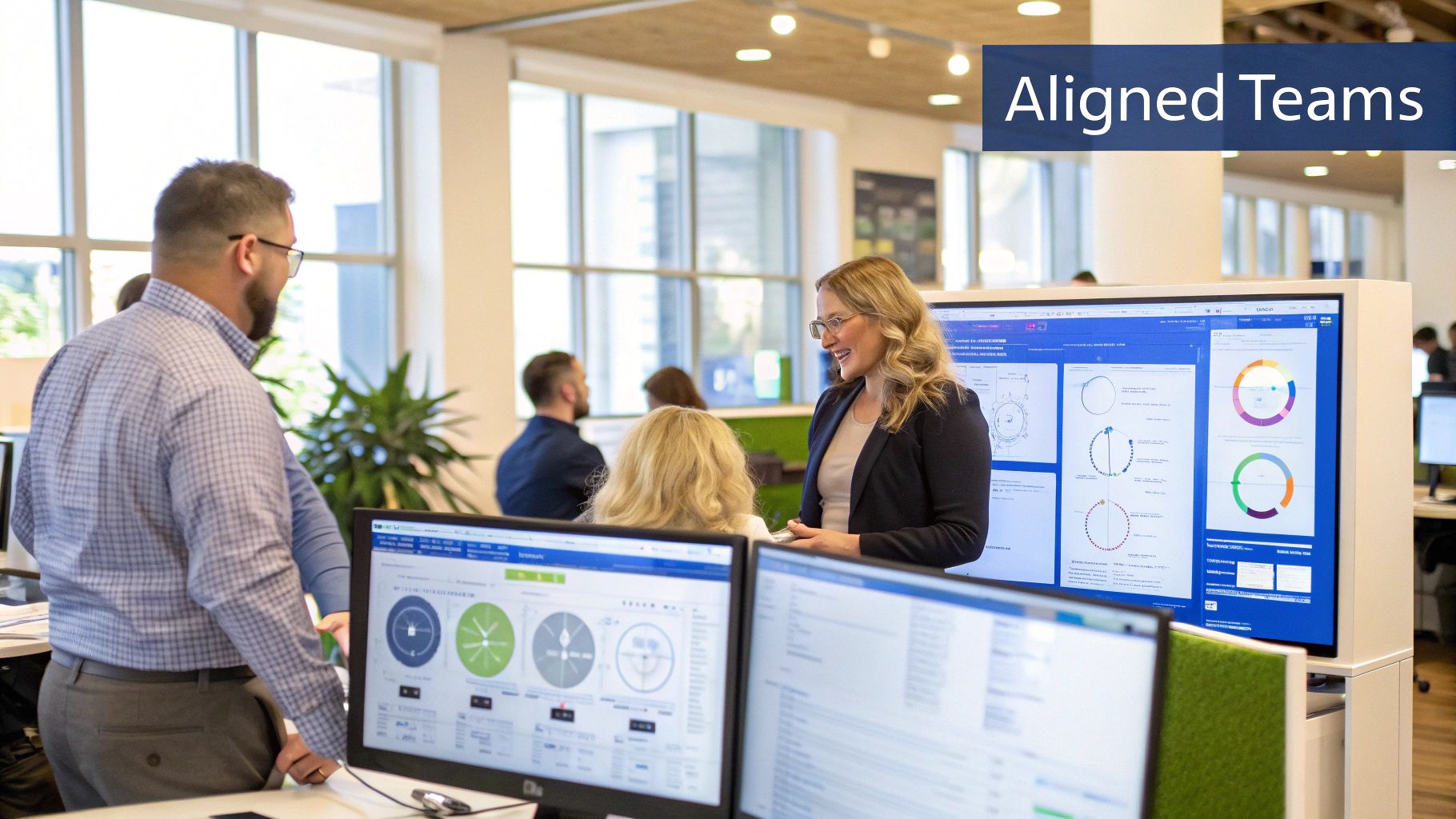 A team of professionals collaborating around a table, symbolizing operational efficiency.