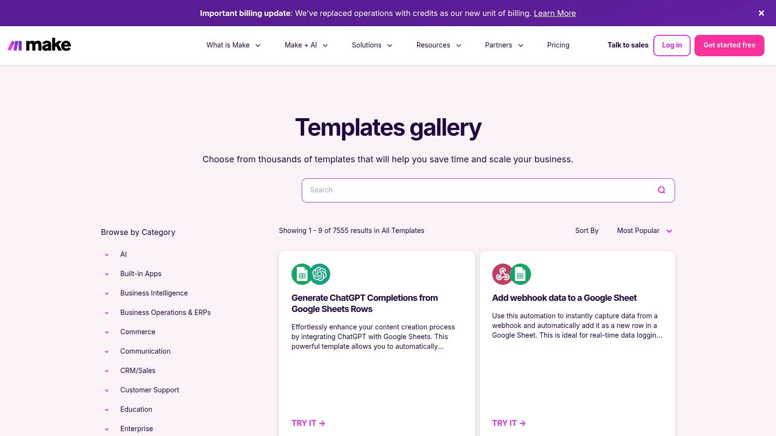 Make (formerly Integromat) Templates Gallery