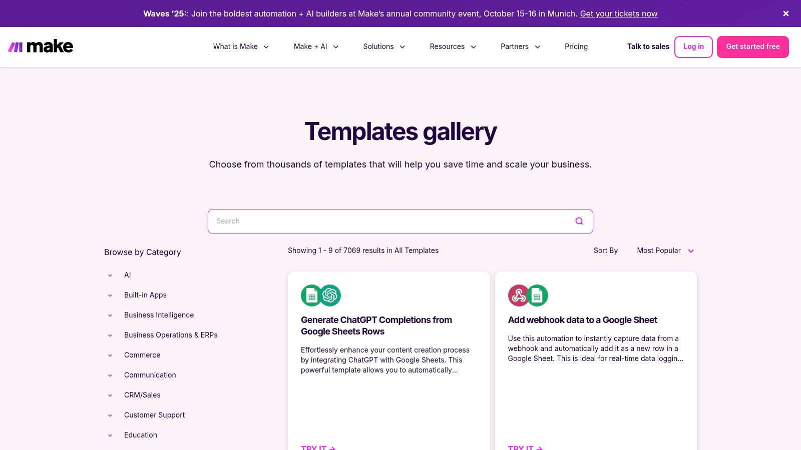 Make (formerly Integromat) Templates Gallery