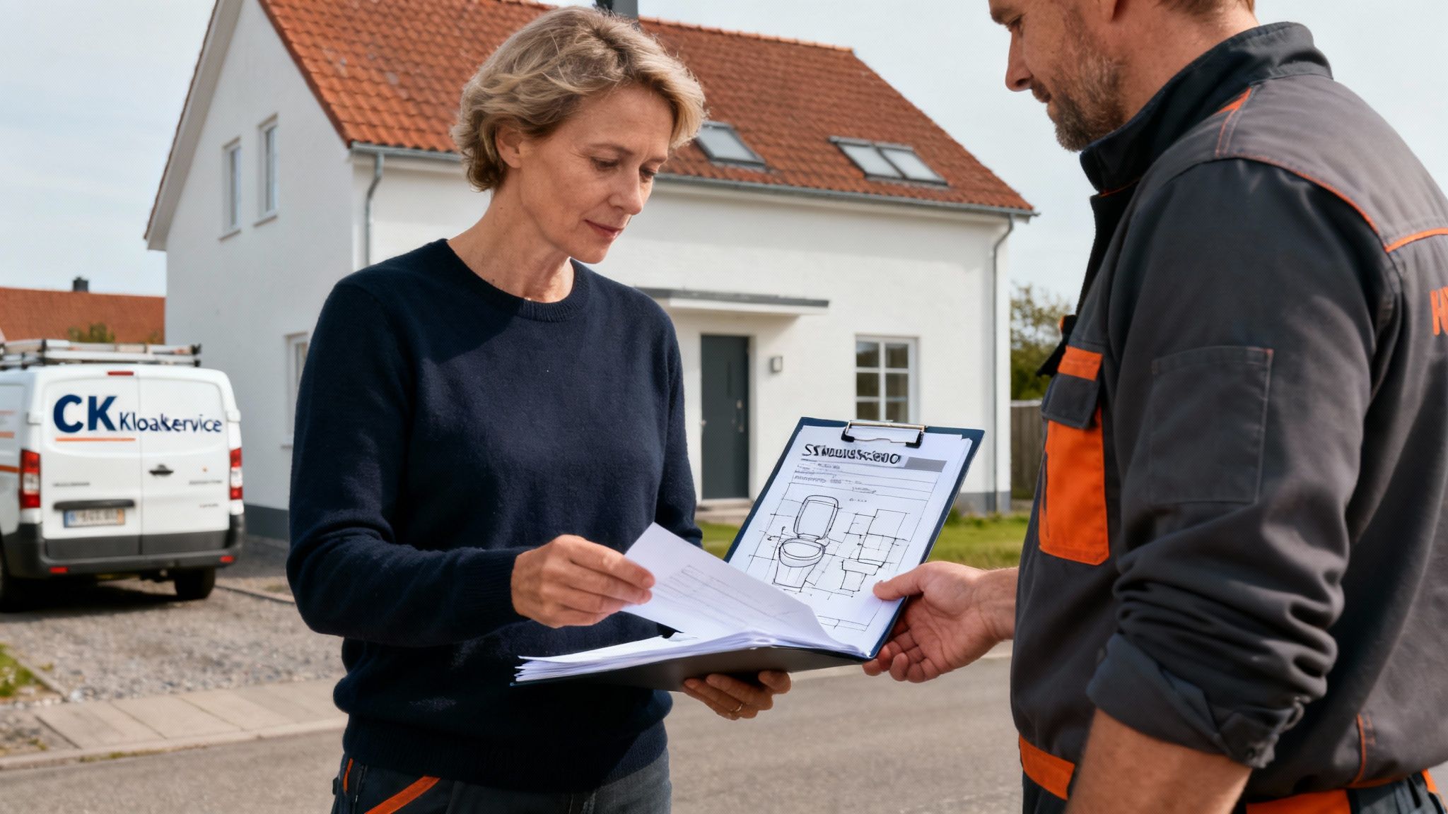 En have med et nyinstalleret kloaksystem, der viser klimatilpasning