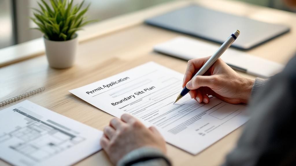 Et moderne sommerhus i træ omgivet af natur og træer.