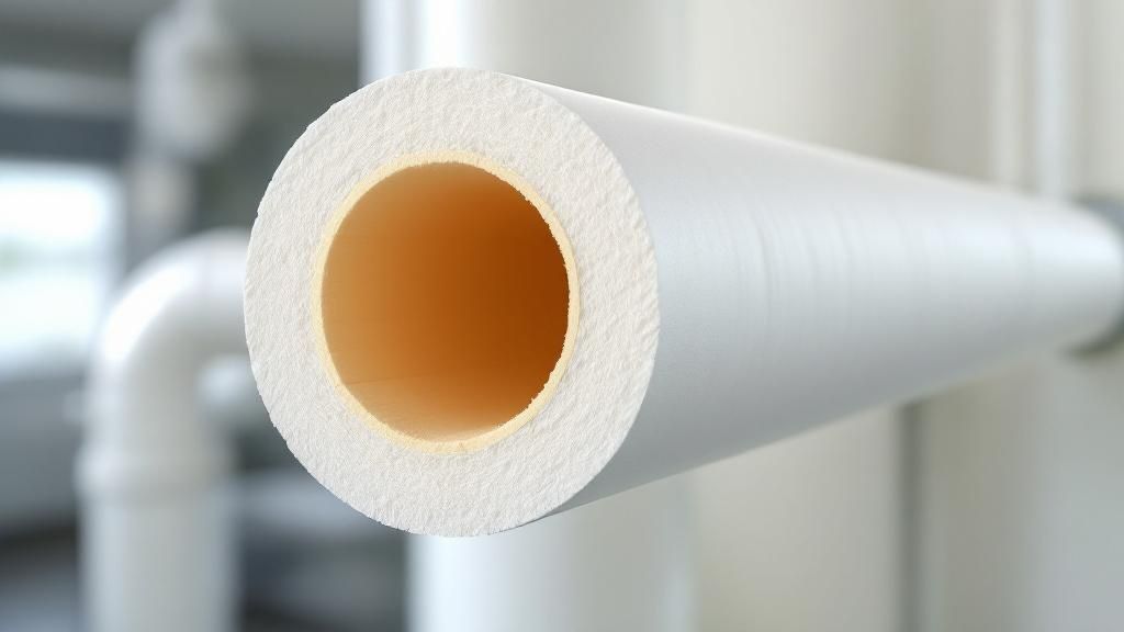 Person der installerer rørisolering i et rum