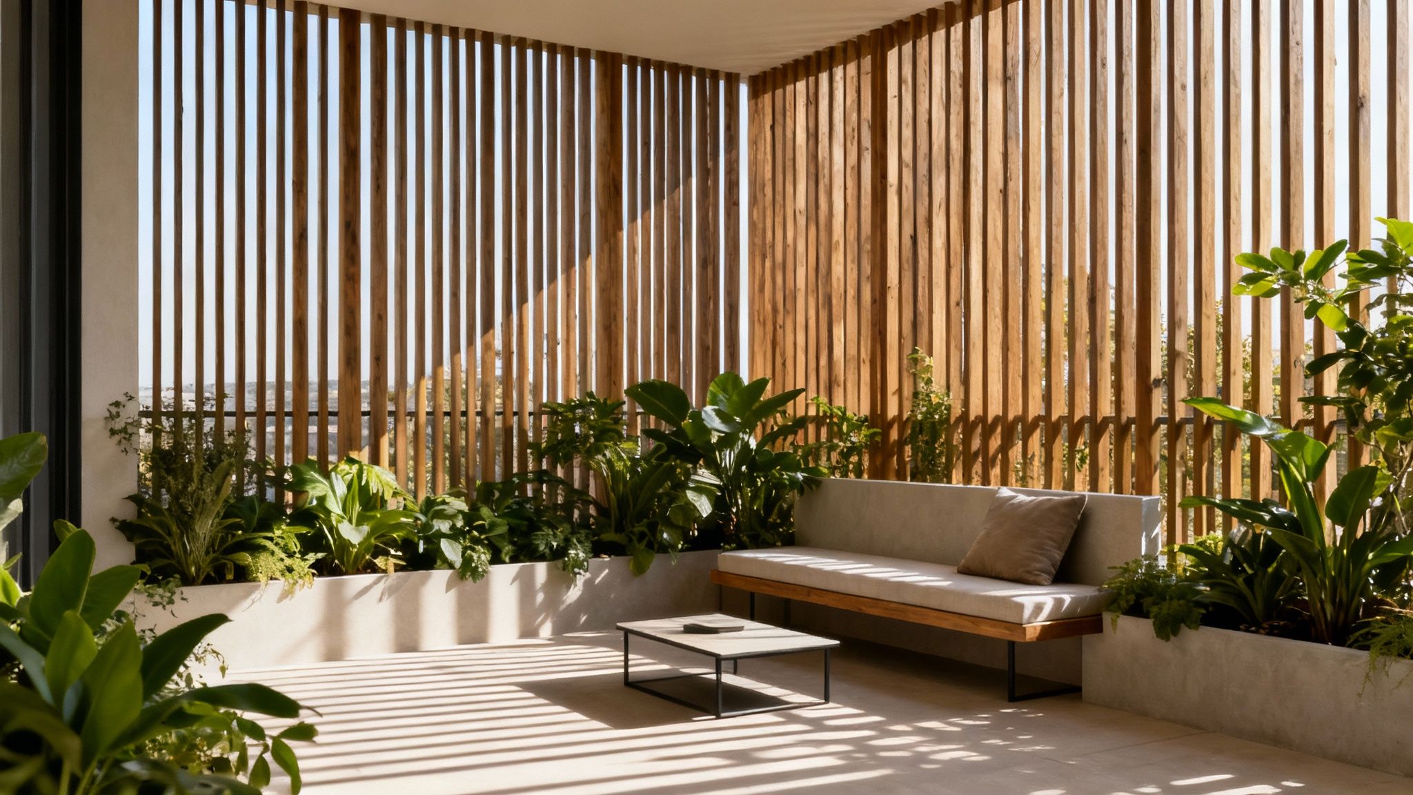 En hyggelig terrasse med læ og privatliv