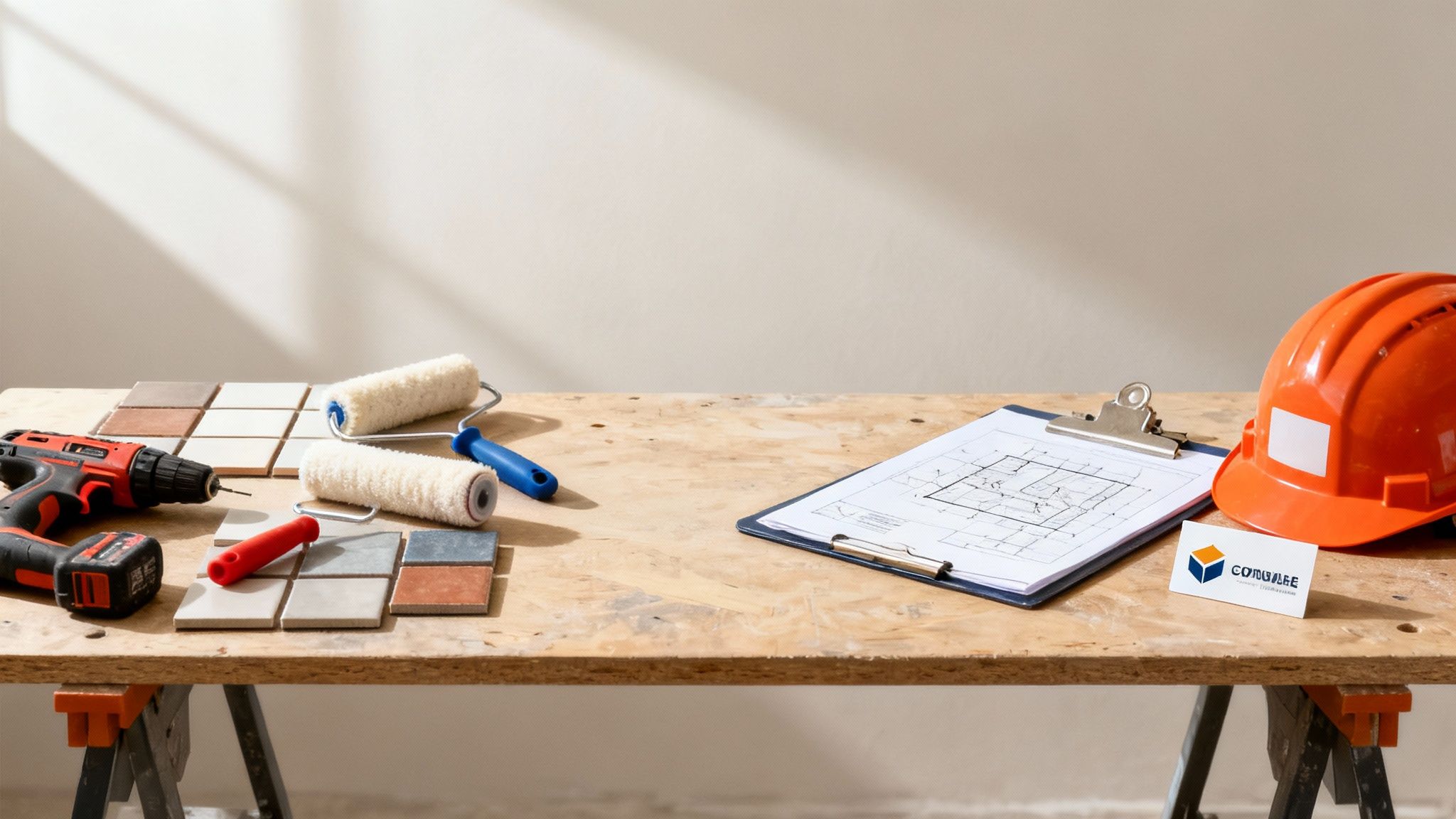 En person vælger fliser i en butik, symbol på smarte materialevalg