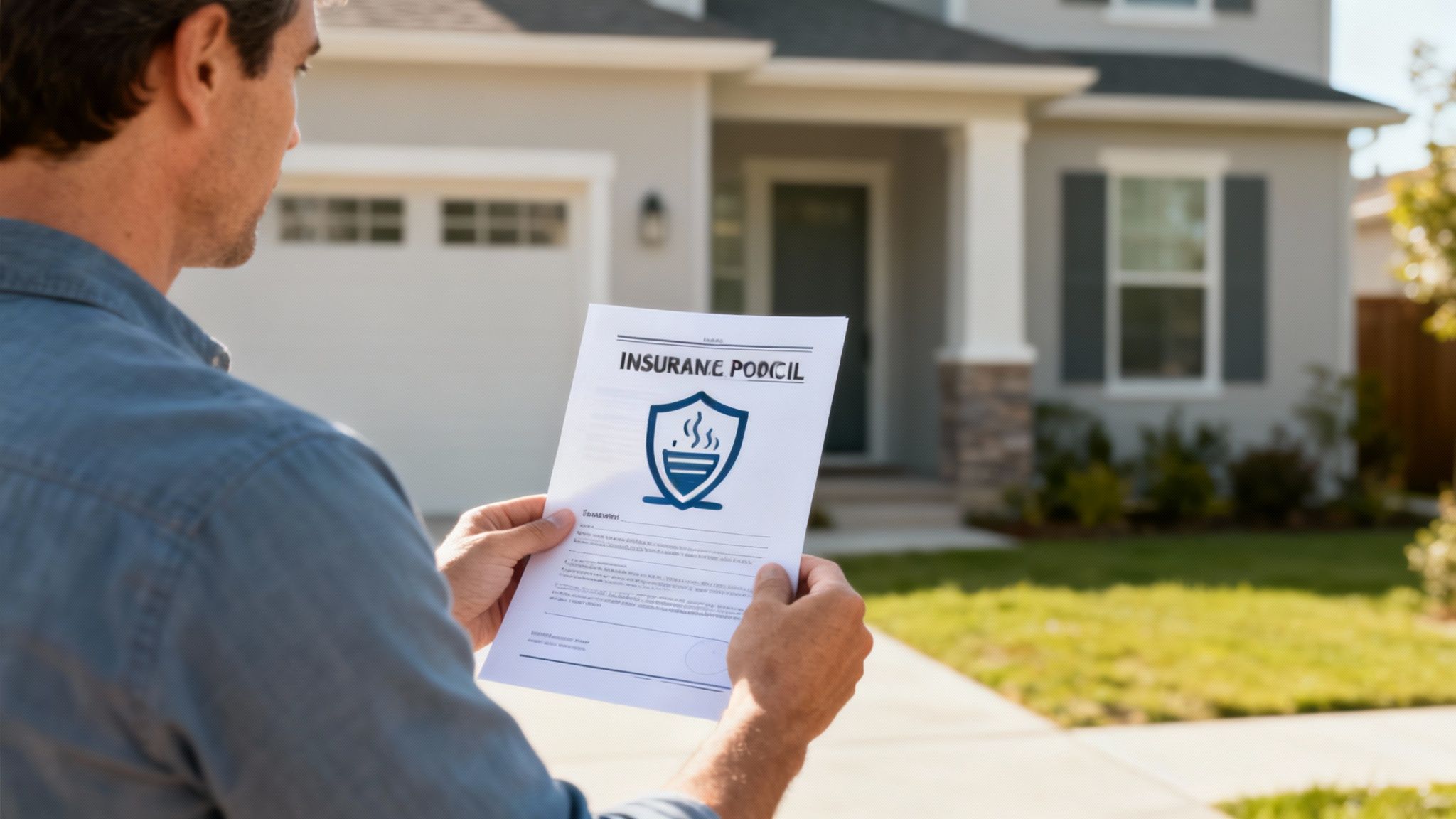 En kloakmester inspicerer en åben kloak i en have