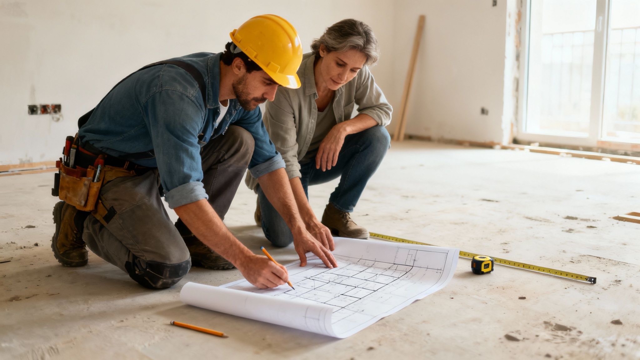 Kvinde nyder et varmt gulv med fødderne