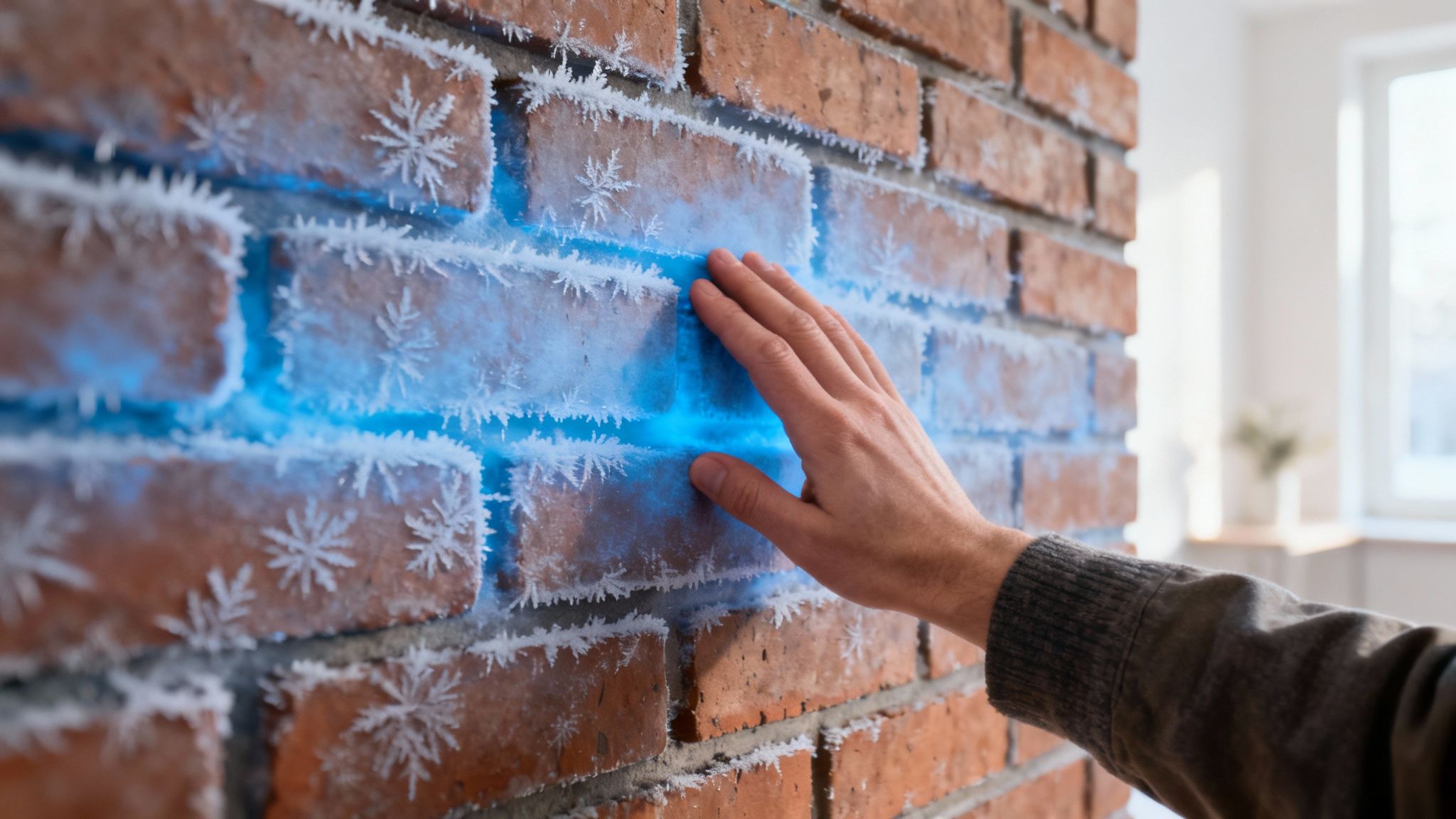 En tømrer i gang med at installere isolering på en ydervæg