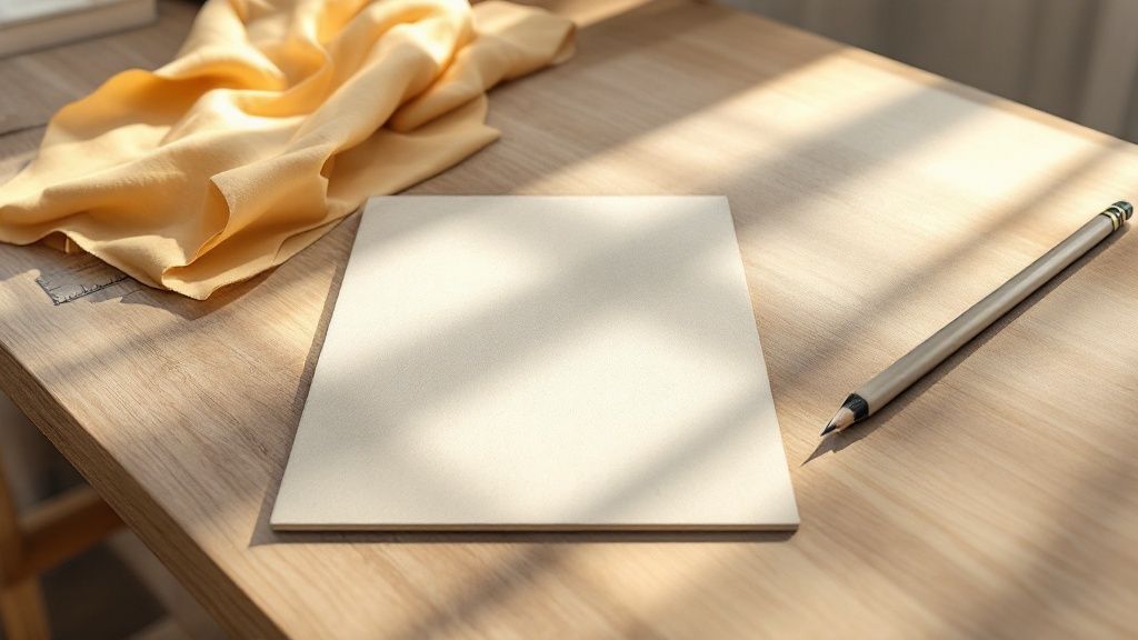 Person der måler en flise op før skæring