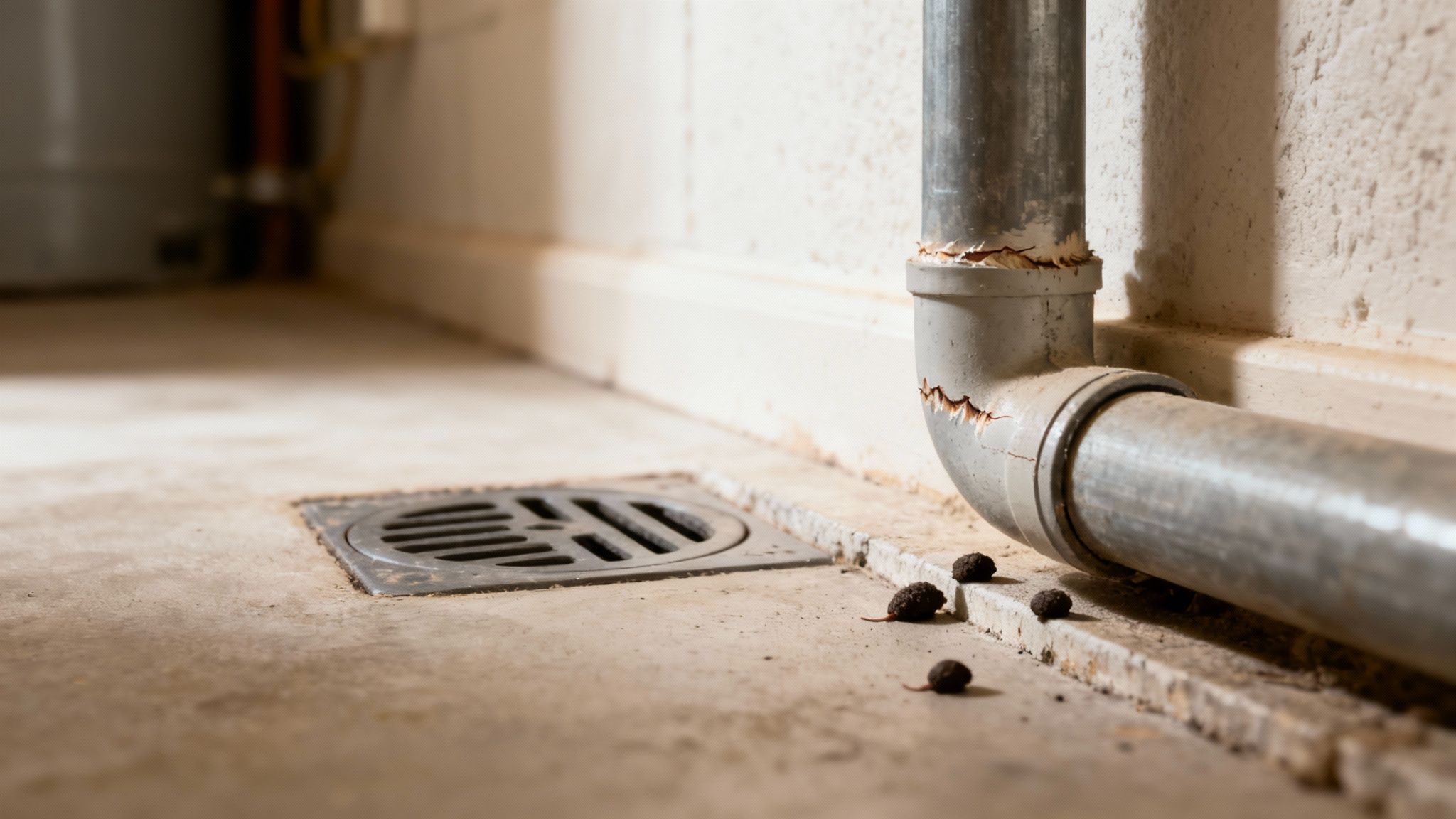 En rotte kigger op fra et kloakdæksel