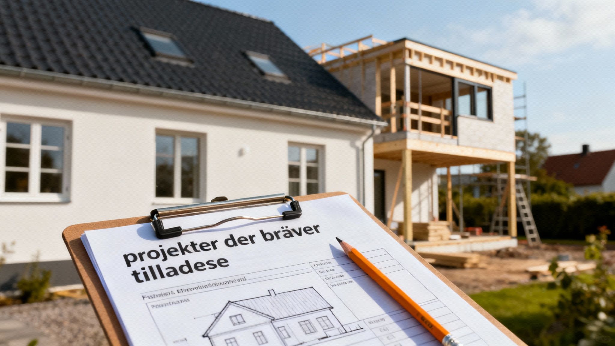 Tømrere der planlægger et nyt husbyggeri