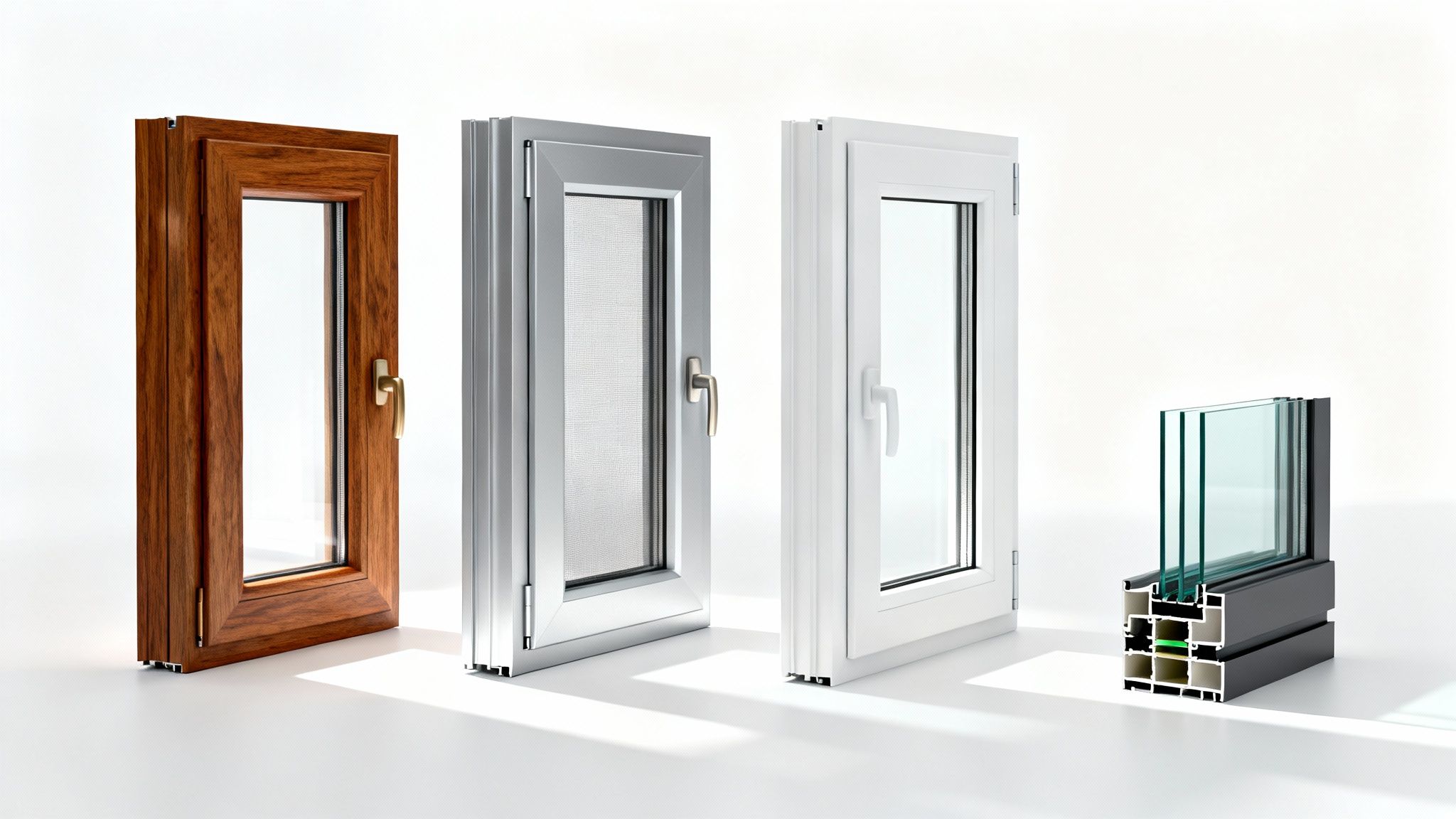 En tømrer, der omhyggeligt installerer et nyt træ/alu-vindue i en murstensvæg