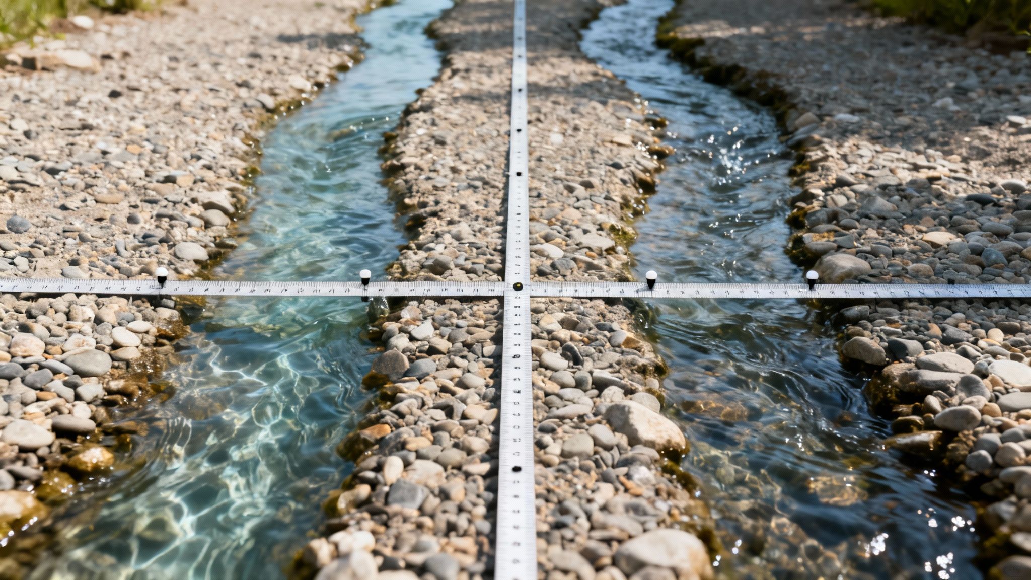 Strøer lagt ud med korrekt afstand, klar til montering af terrassebræder.