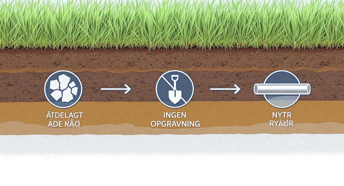 Infographic about strømpeforing af kloakrør