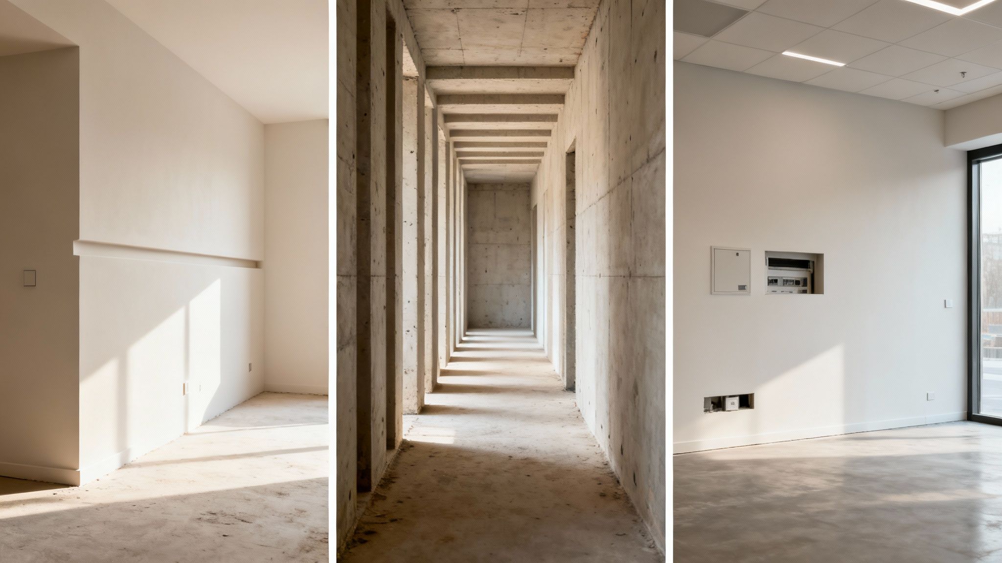 En færdig rille i en murstensvæg, klar til at få lagt kabler