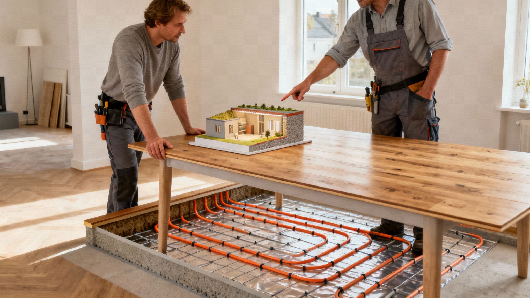 Installation af gulvvarme i et rum
