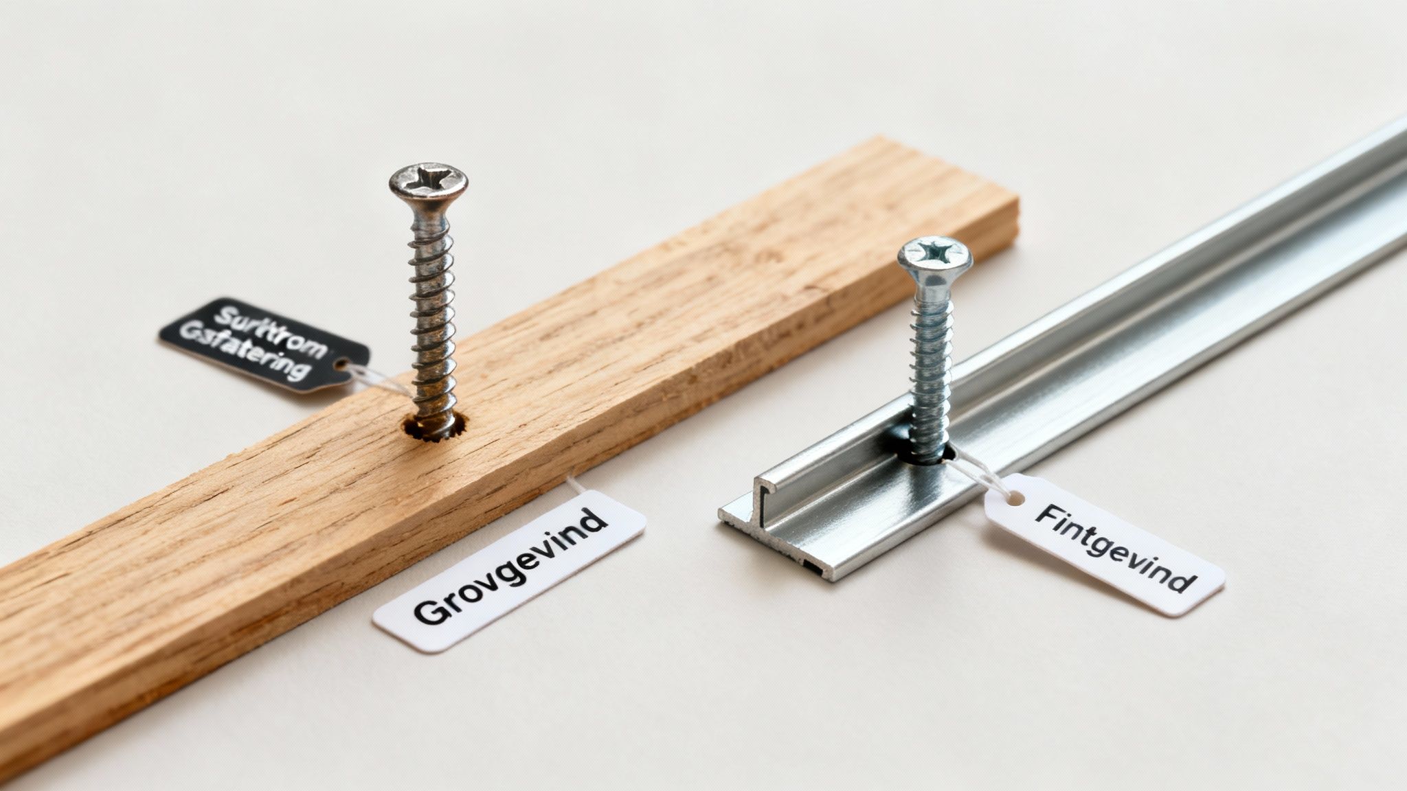 Billede af forskellige gipsskruer