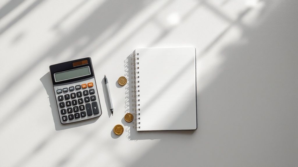 En tømrer måler et gulv for at vurdere, hvor meget det skal nivelleres