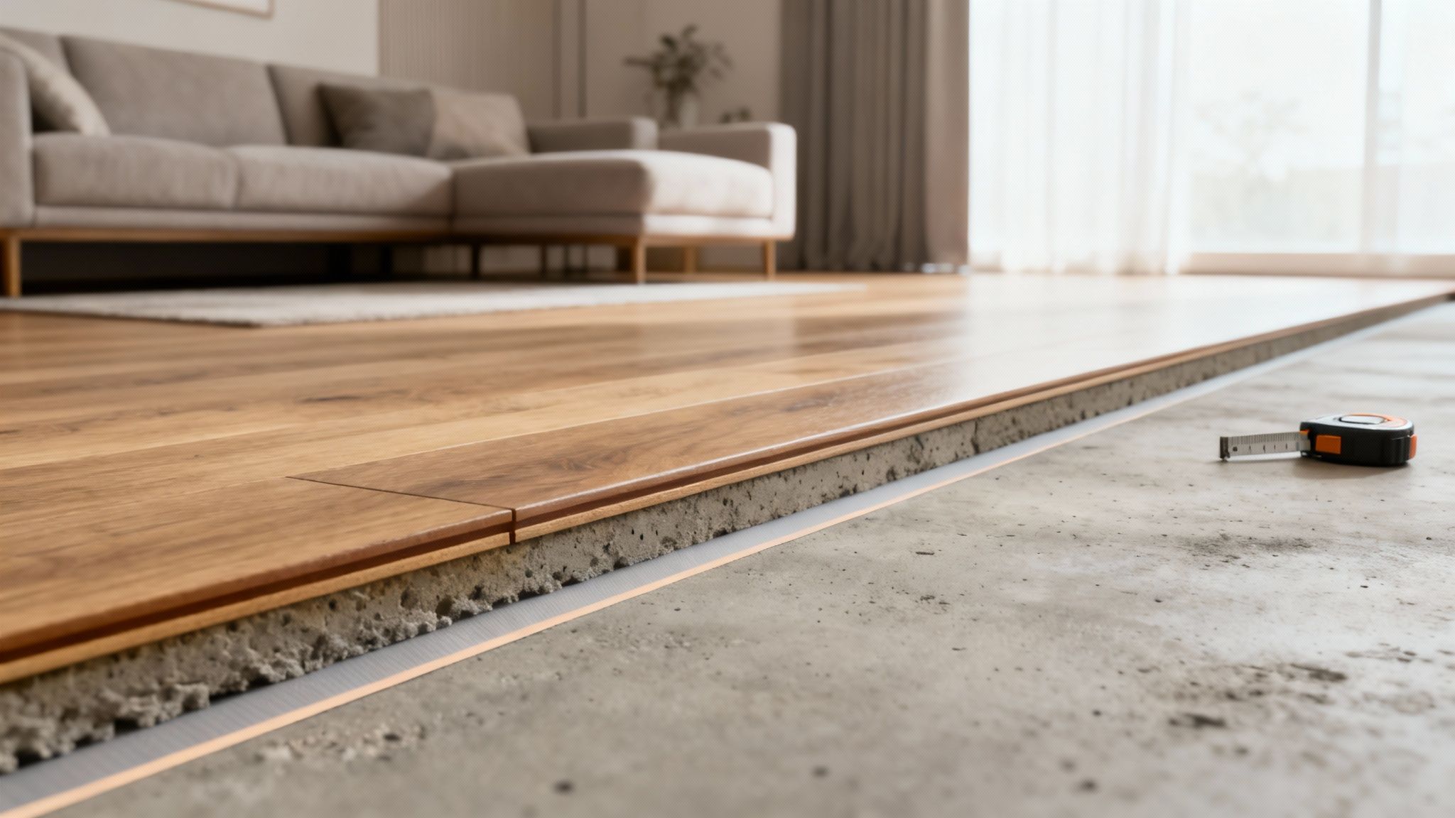 Kvinde i færd med at lægge underlag til et nyt klikgulv