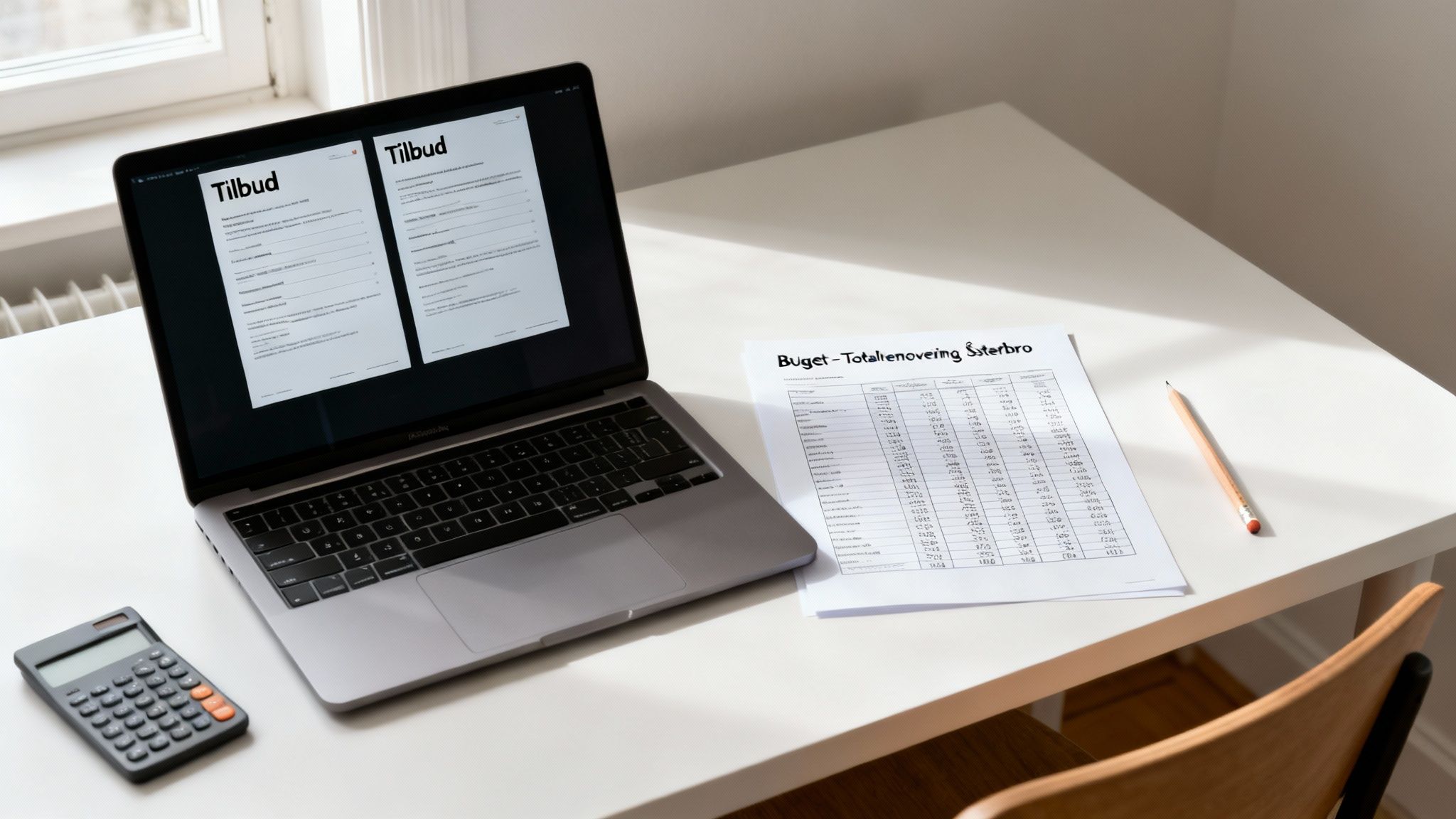 Budgetoversigt fra Østerbroprojekt