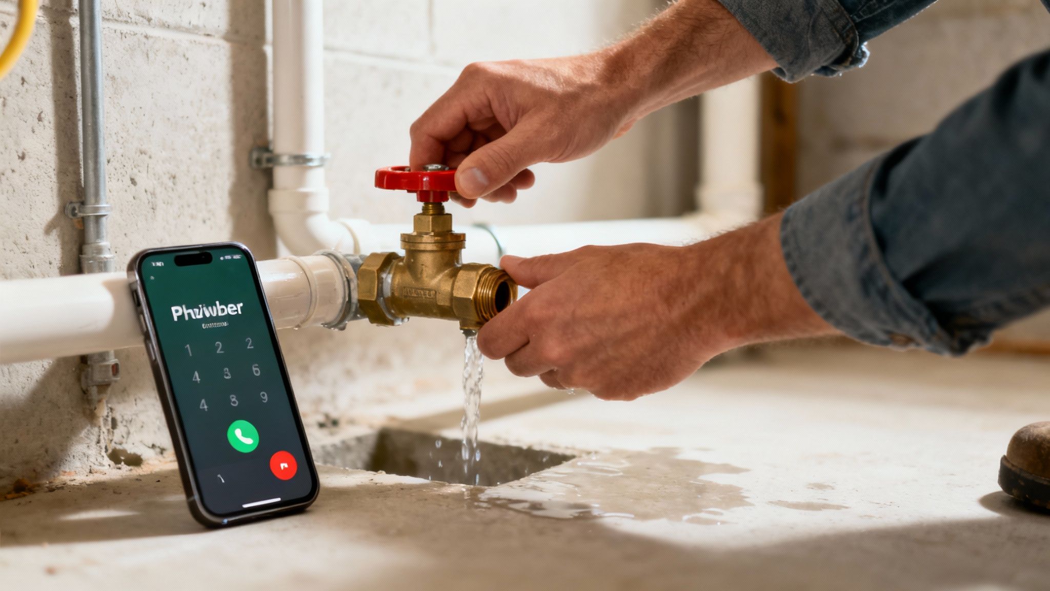 En kloakmester arbejder med et oversvømmet område.