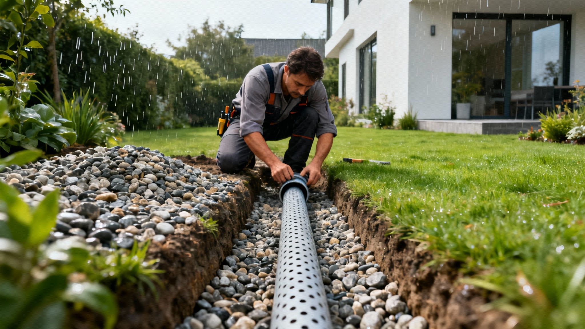 Moderne, miljøvenlige kloakrør bliver installeret i jorden