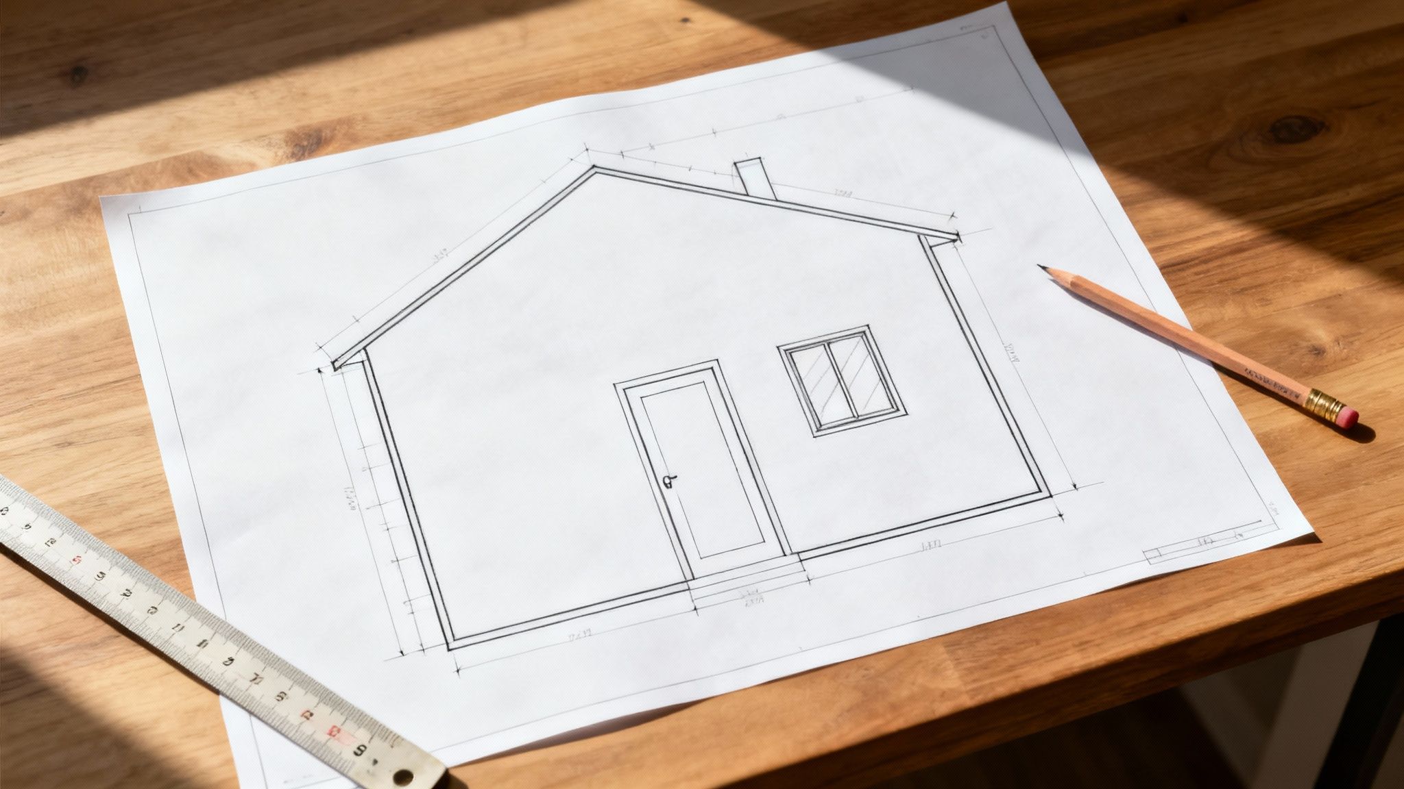 Et nybygget træskur i en have med fokus på detaljer og håndværk