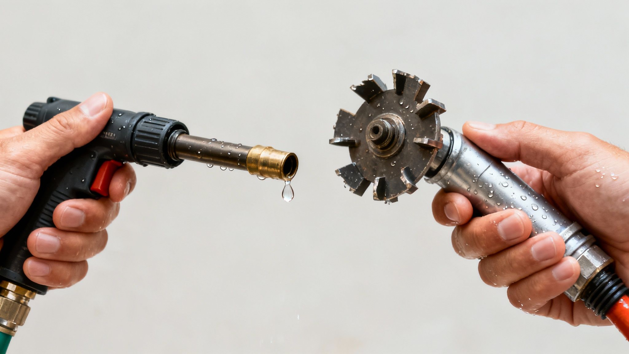 En kloakmester fra CK Kloakservice i gang med højtryksspuling af en kloak.