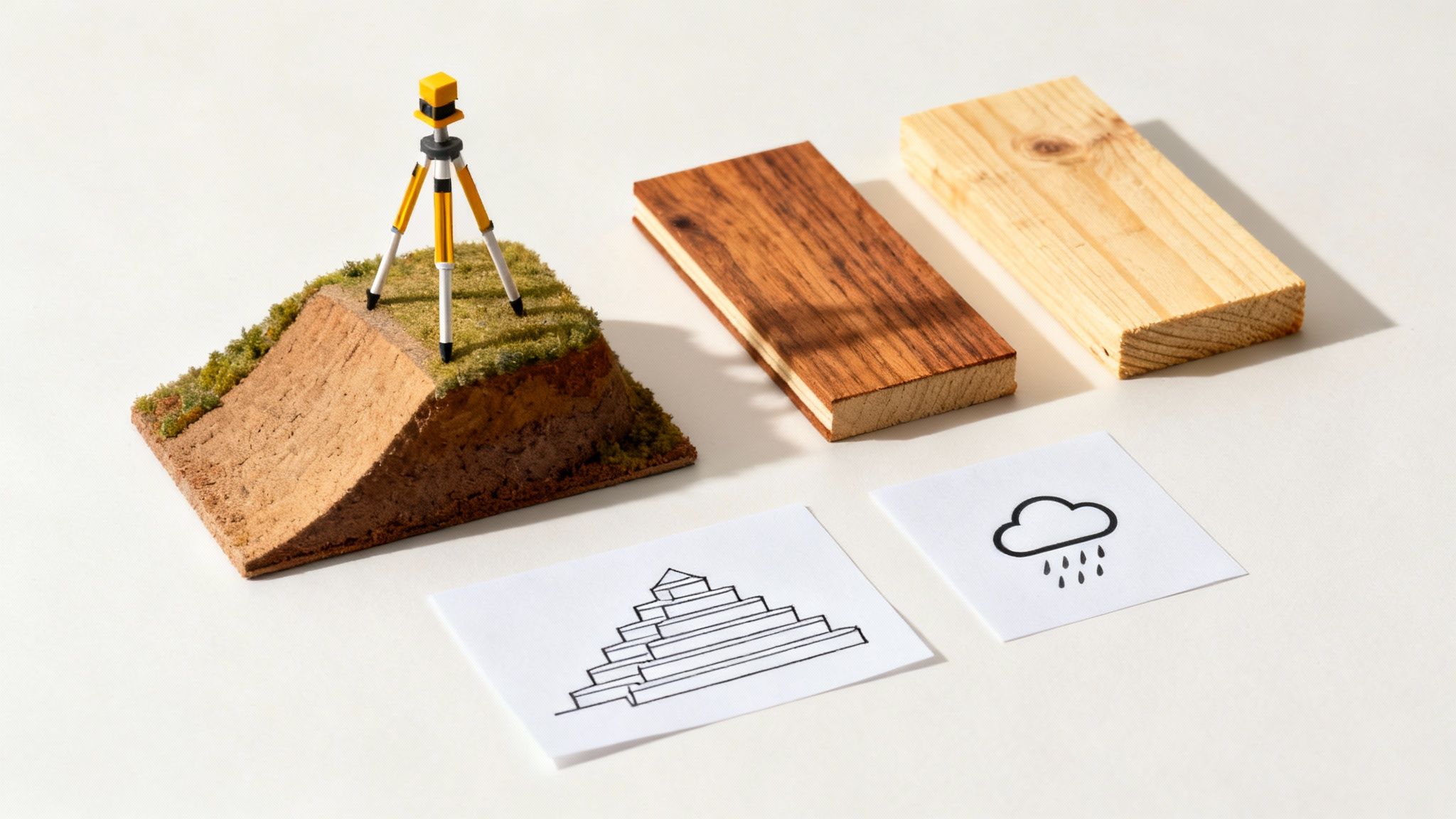 En tømrer i arbejde med at lægge brædder på en ny træterrasse.