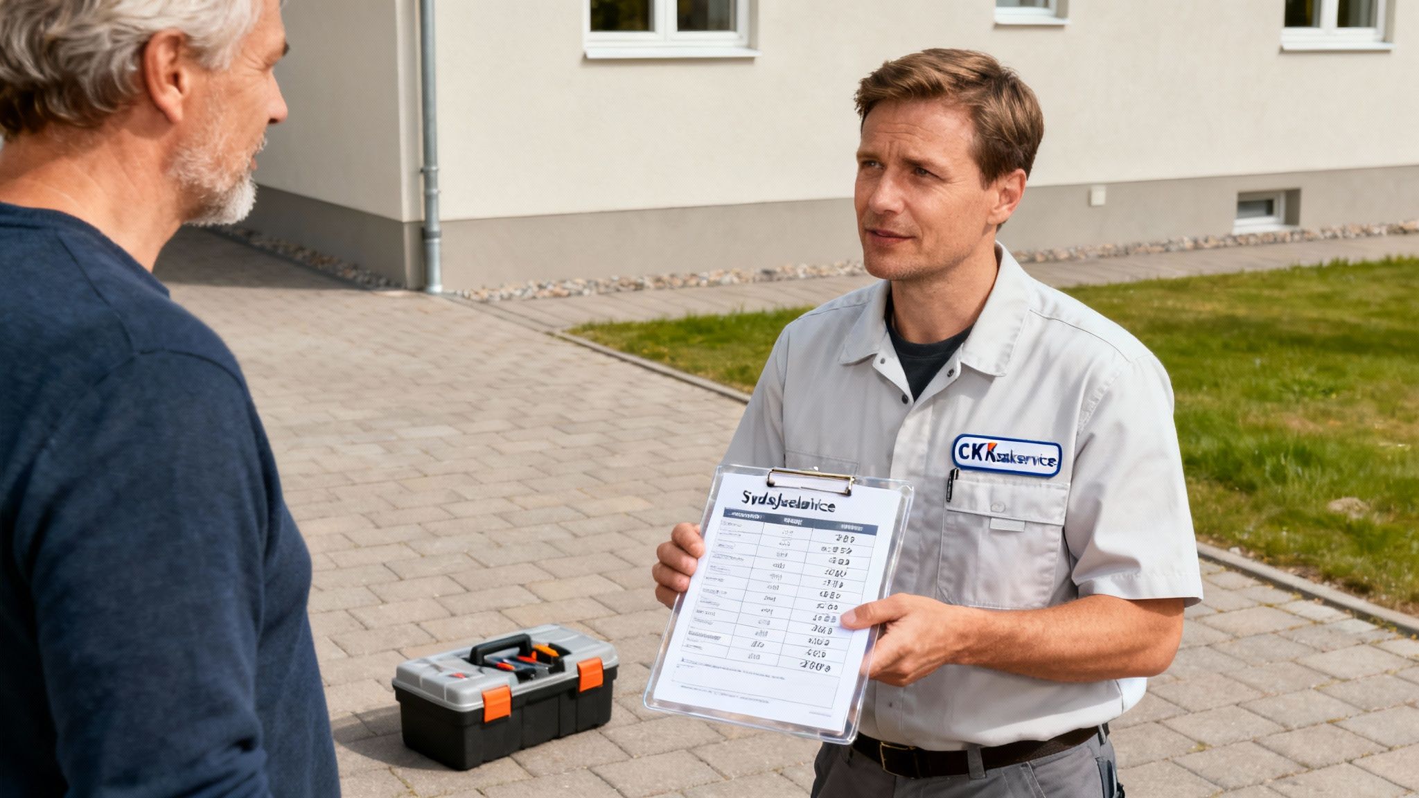 En kloakmester arbejder på en stoppet kloak.