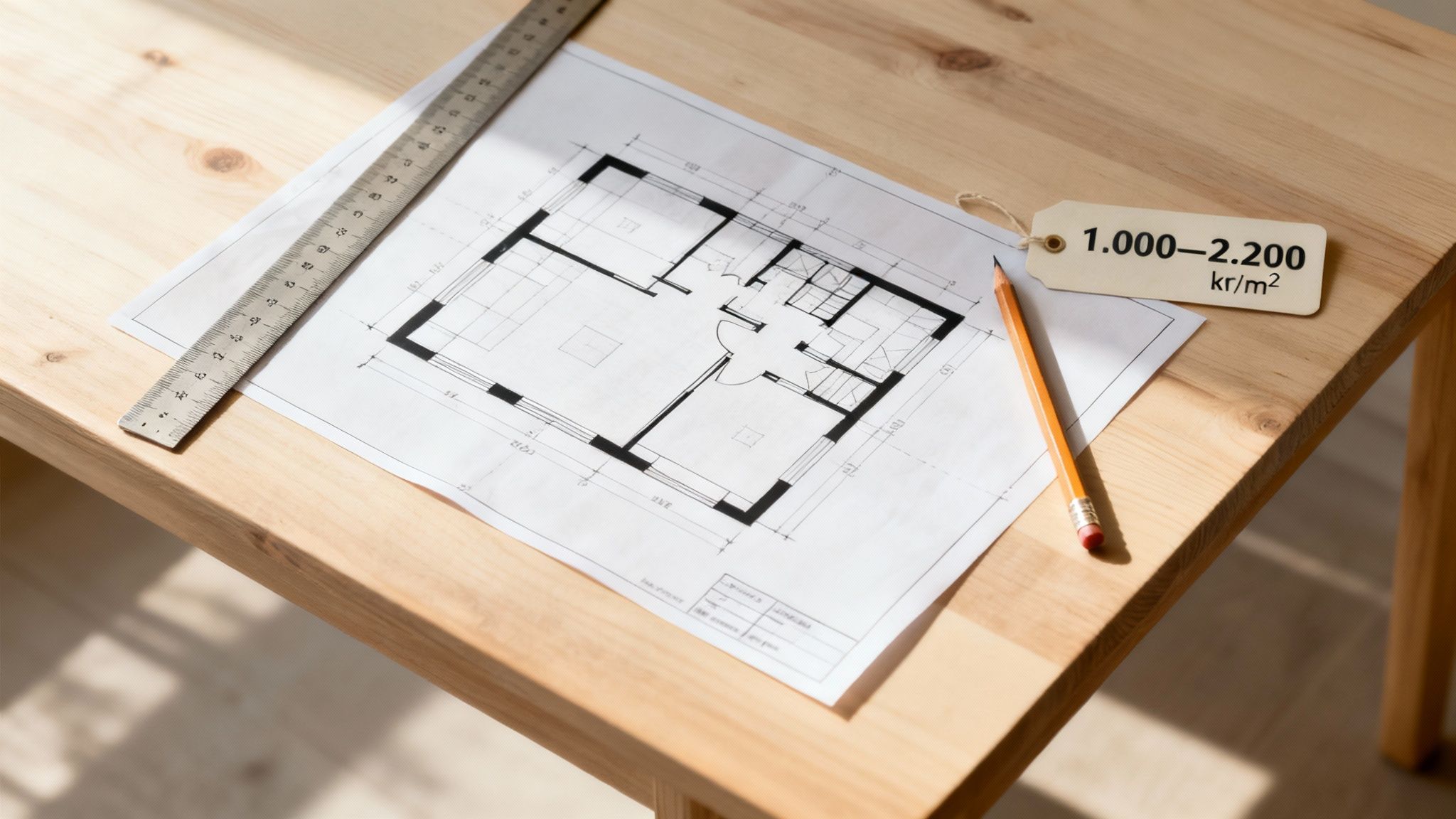 En håndværker er i gang med at installere gulvvarmeslanger i et gammelt hus