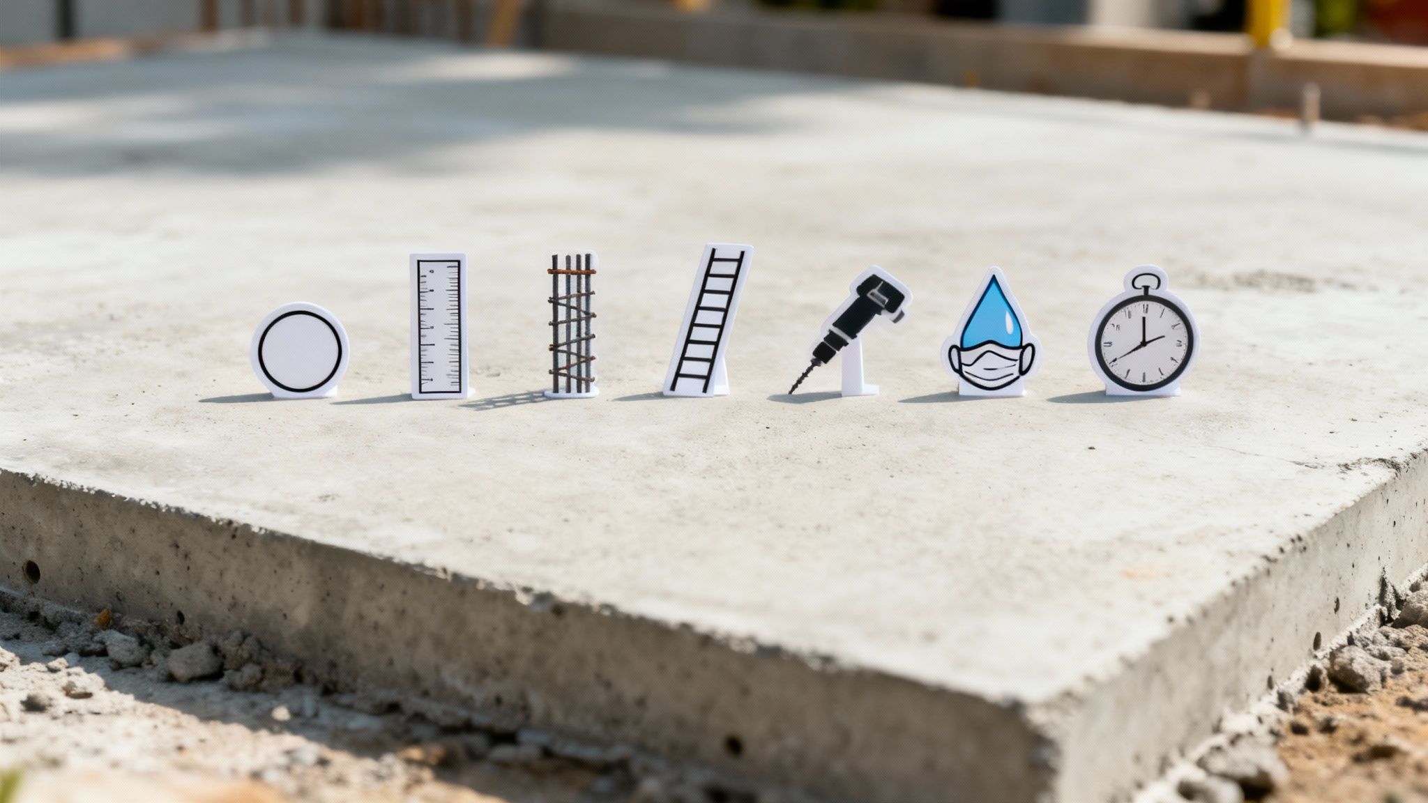 En professionel håndværker der forbereder udstyr til betonboring på en byggeplads