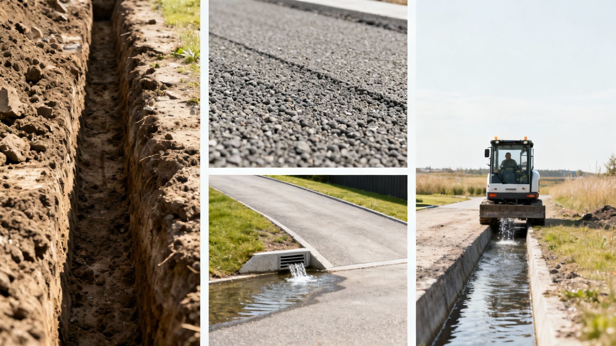 En brolægger i færd med at anlægge en ny indkørsel, hvilket viser det detaljerede forarbejde.