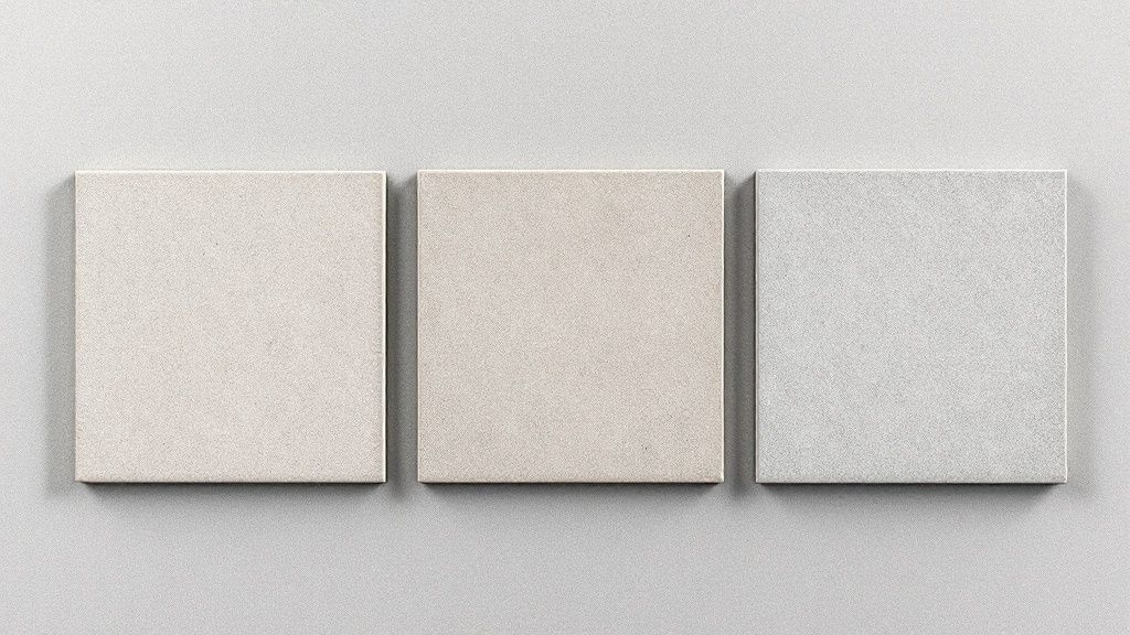 Forskellige typer fliser til en indkørsel stablet pænt