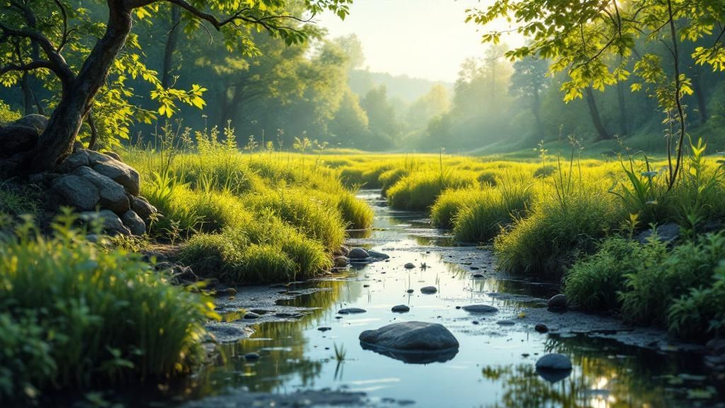 En smuk og velholdt have, som ikke er blevet ødelagt af gravearbejde.