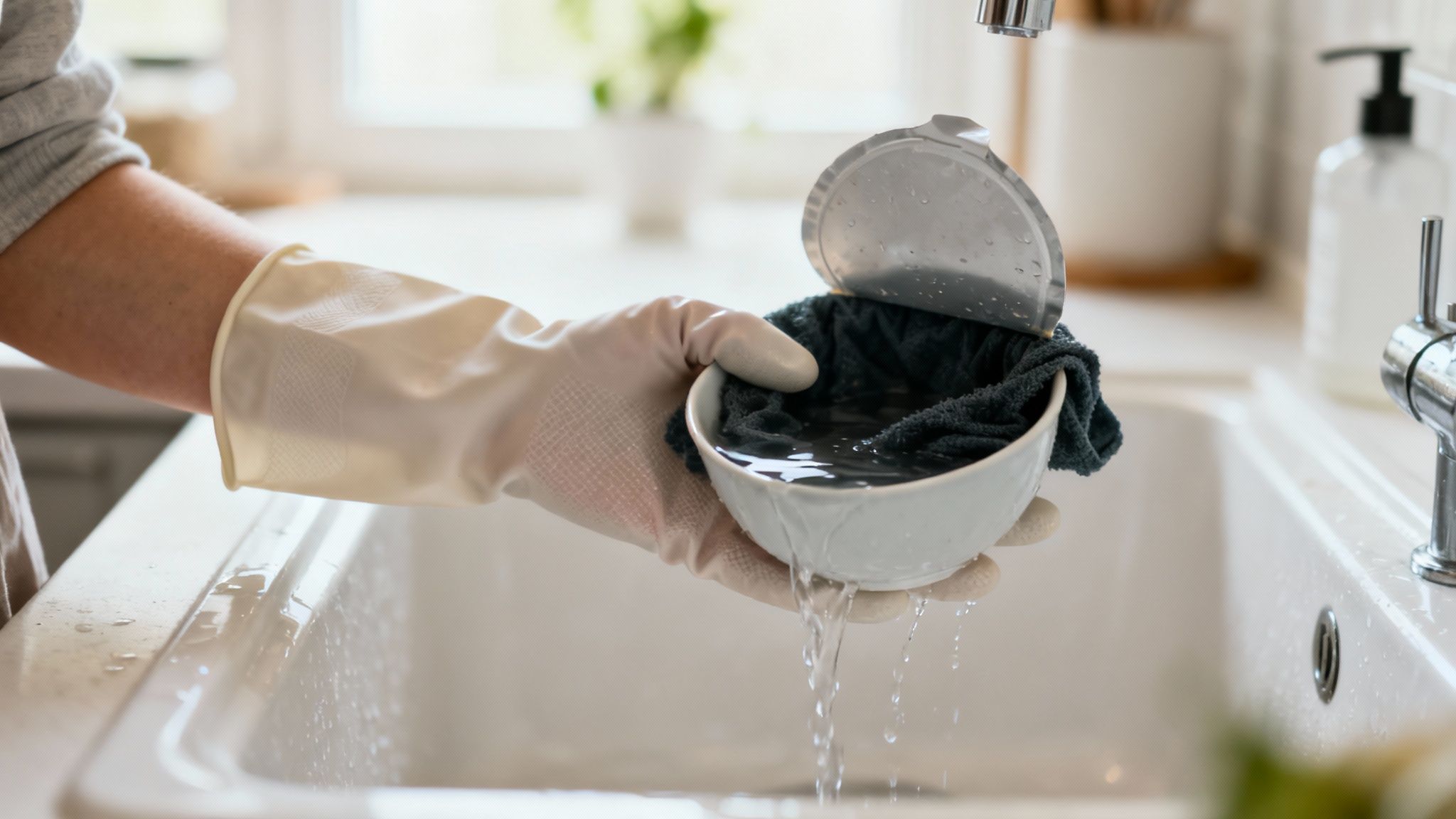 Person der kigger ned i en kloakbrønd