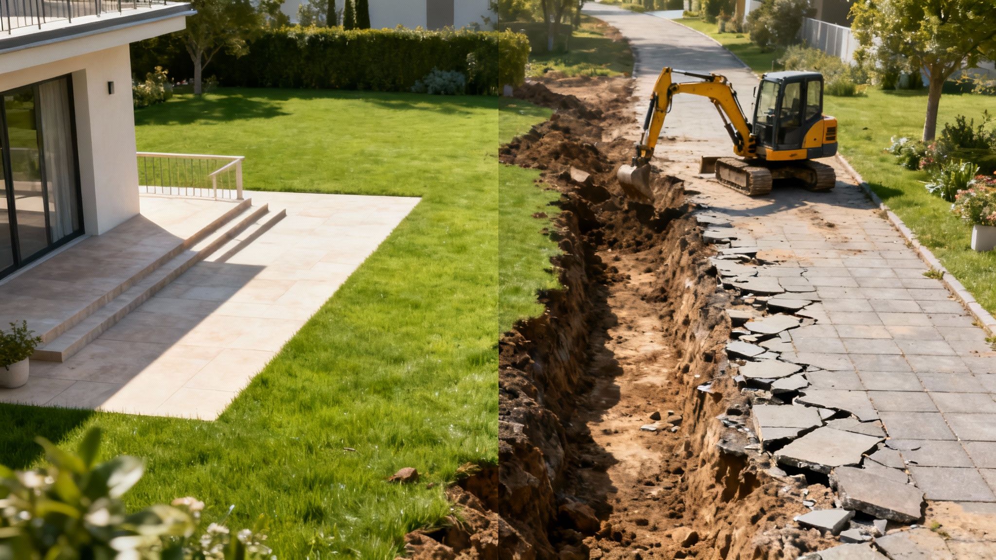 En have med en intakt græsplæne som illustrerer fordelene ved strømpeforing