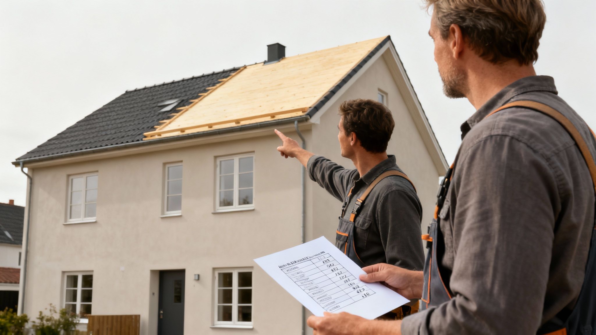 Udlægning af nyt tag på et hus