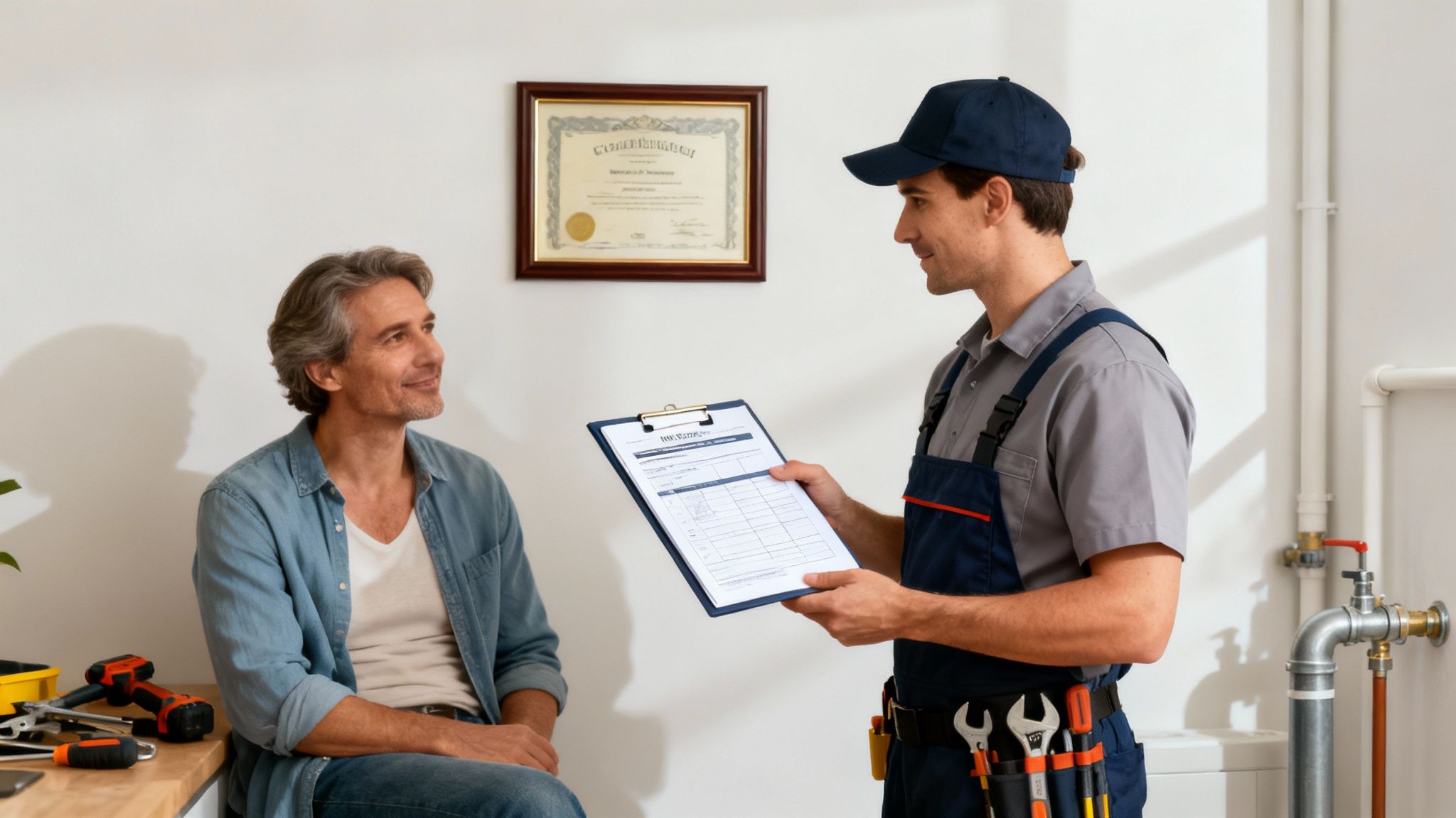 En certificeret kloakmester fra CK Kloakservice arbejder ved en kloakbrønd