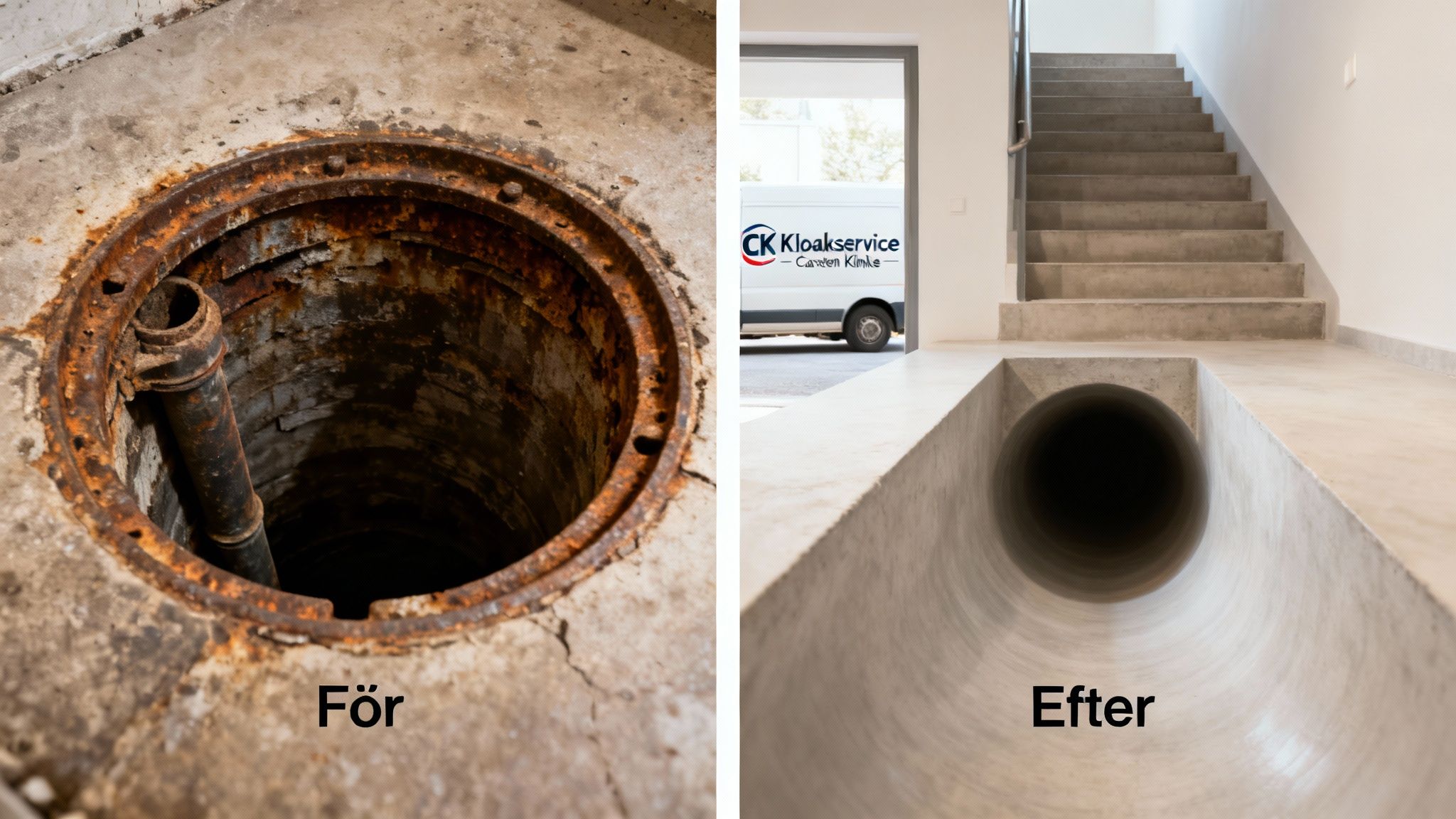 Før og efter strømpeforing