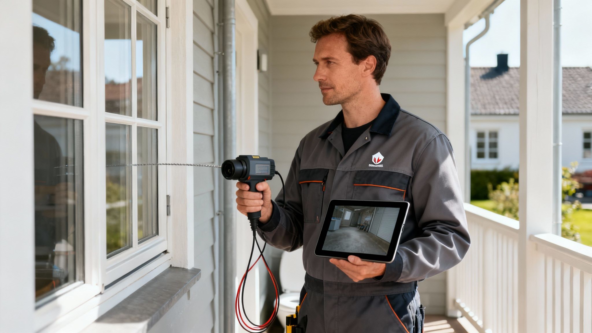 Autoriseret kloakmester fra CK Kloakservice i gang med arbejdet