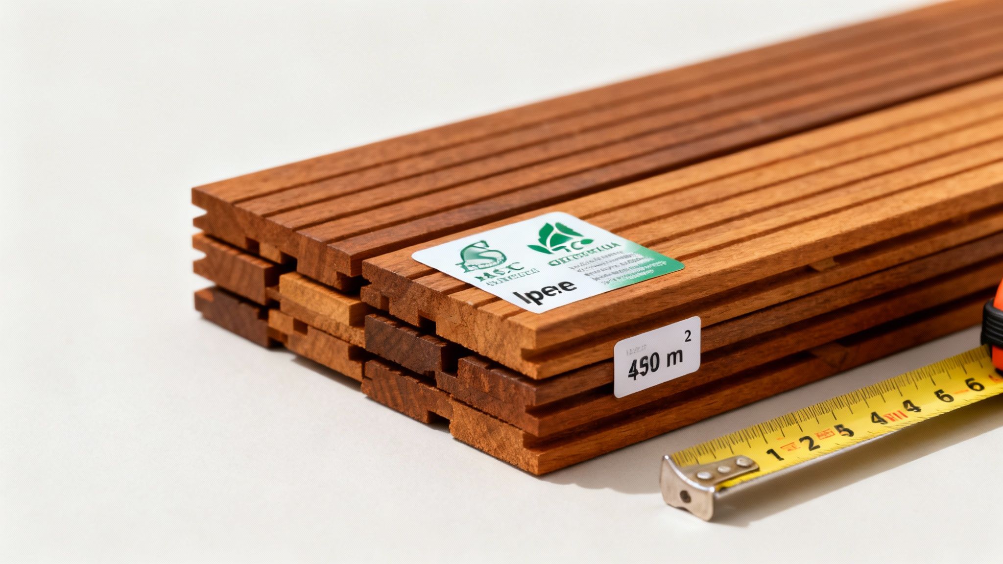 Flotte ipé træbrædder stablet op