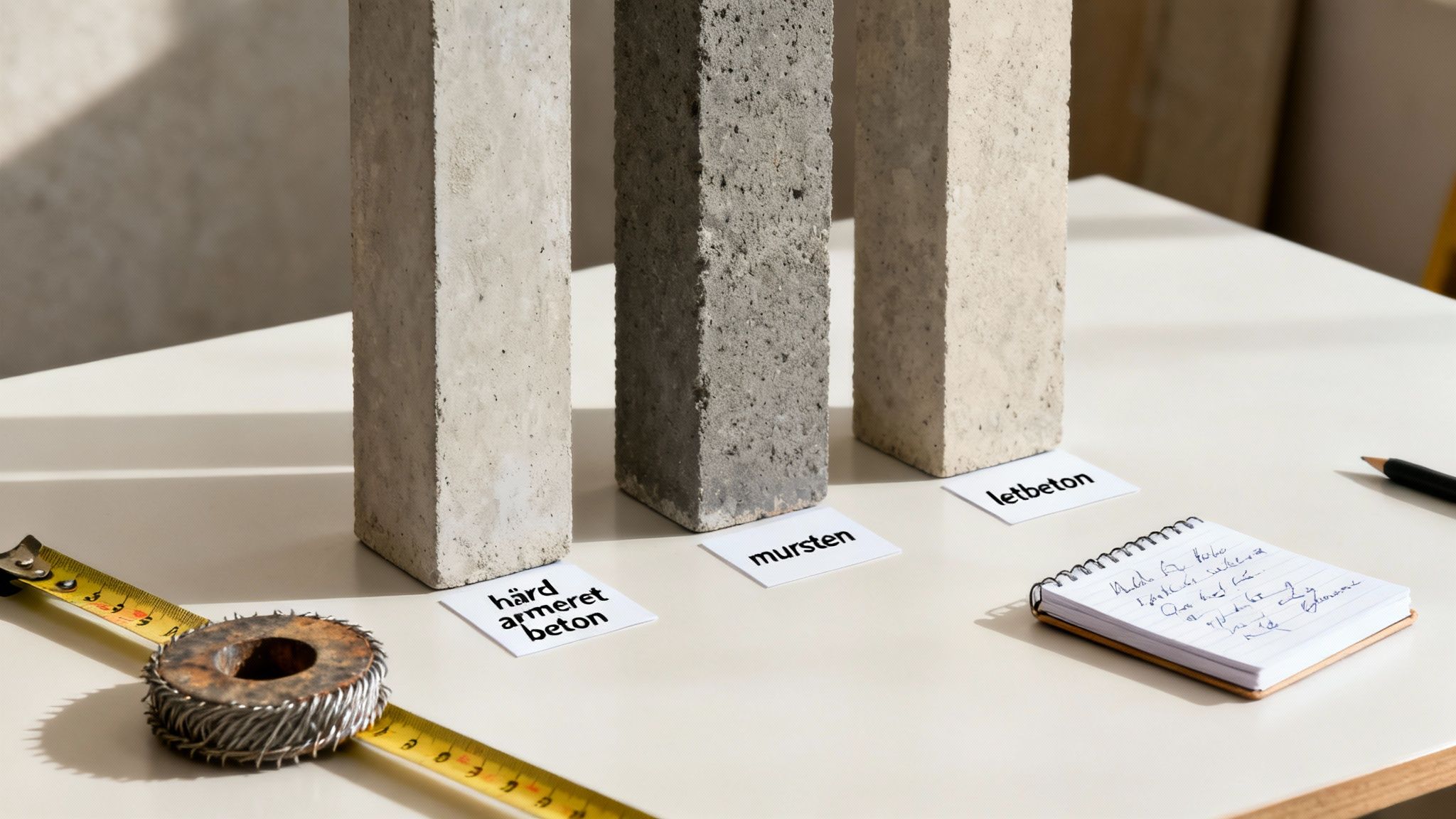 En professionel håndværker justerer en wireskæringsmaskine på en betonvæg.