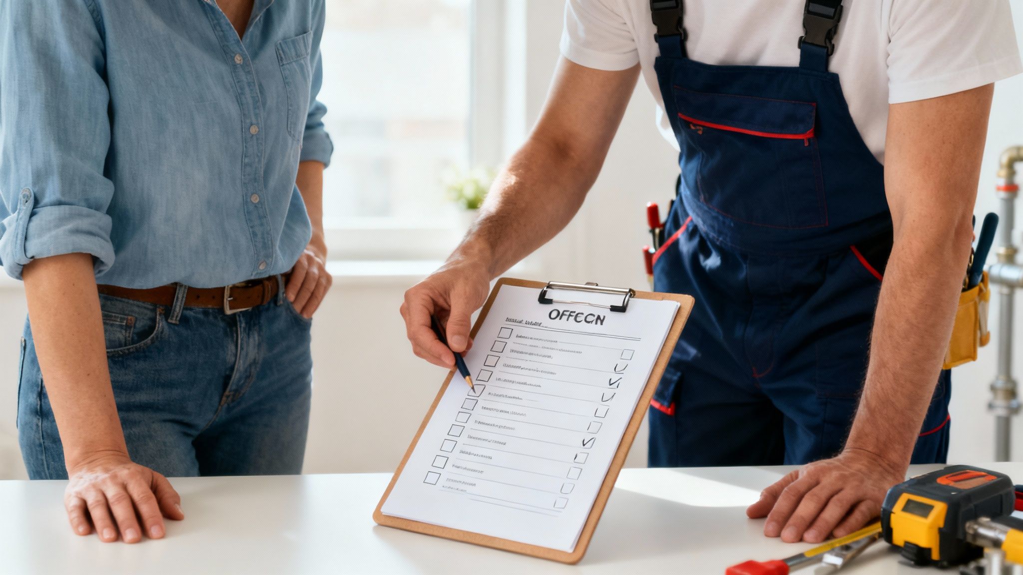 En husejer der giver hånd til en kloakmand fra CK Kloakservice foran et hus på Sydsjælland