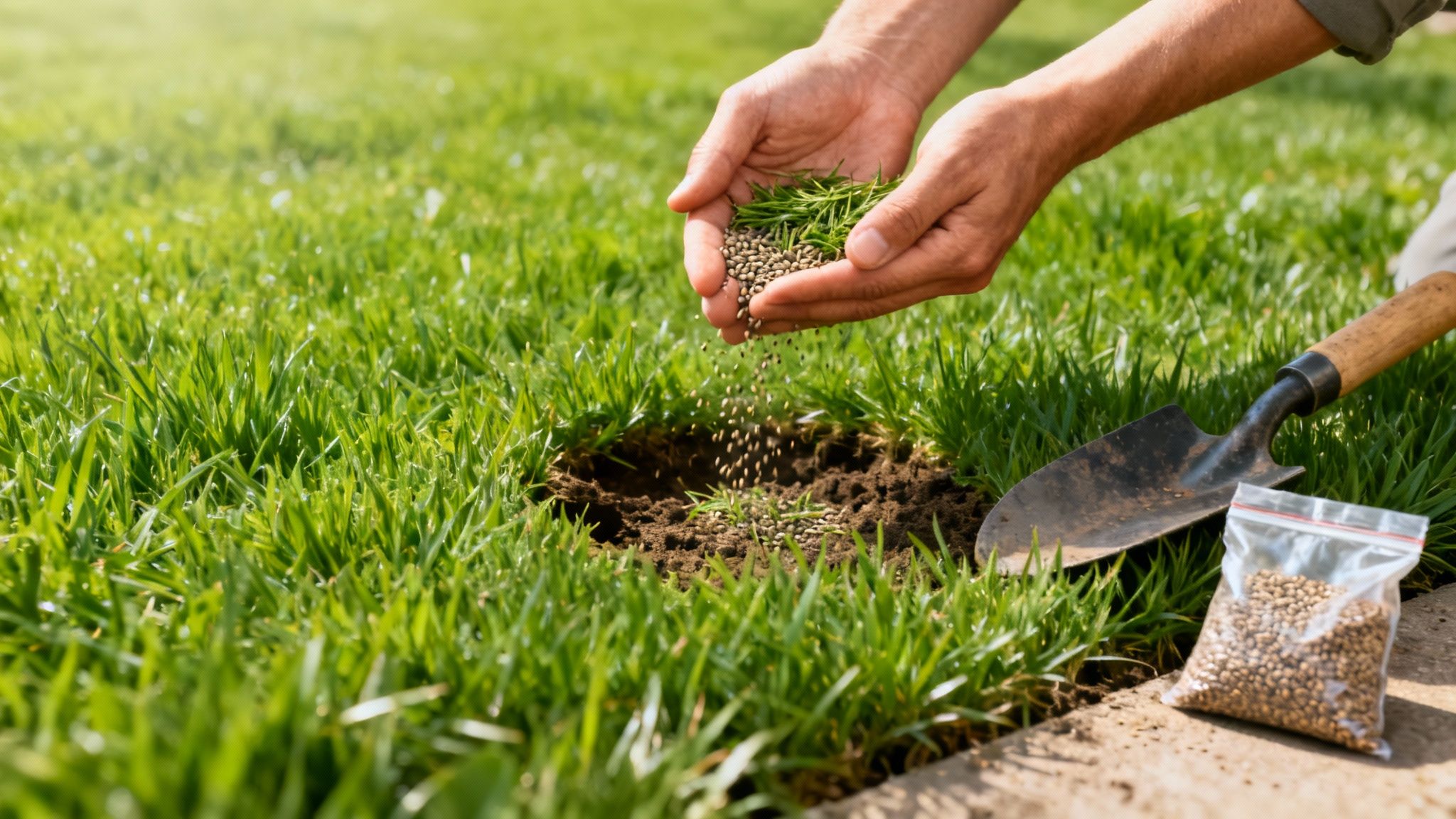 En sund, tæt og velplejet græsplæne uden tegn på ukrudt