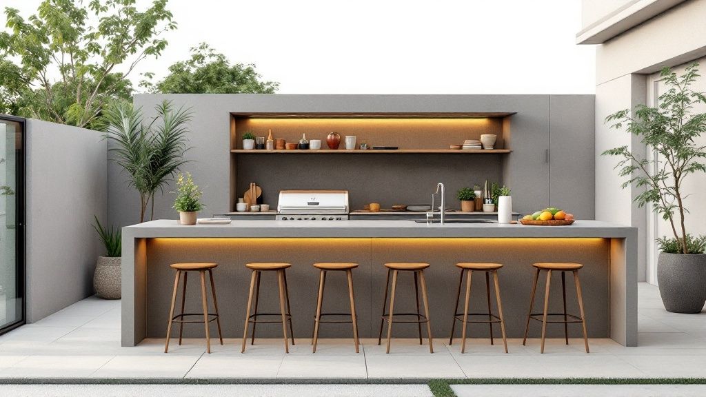 Outdoor Kitchen and Bar Setup
