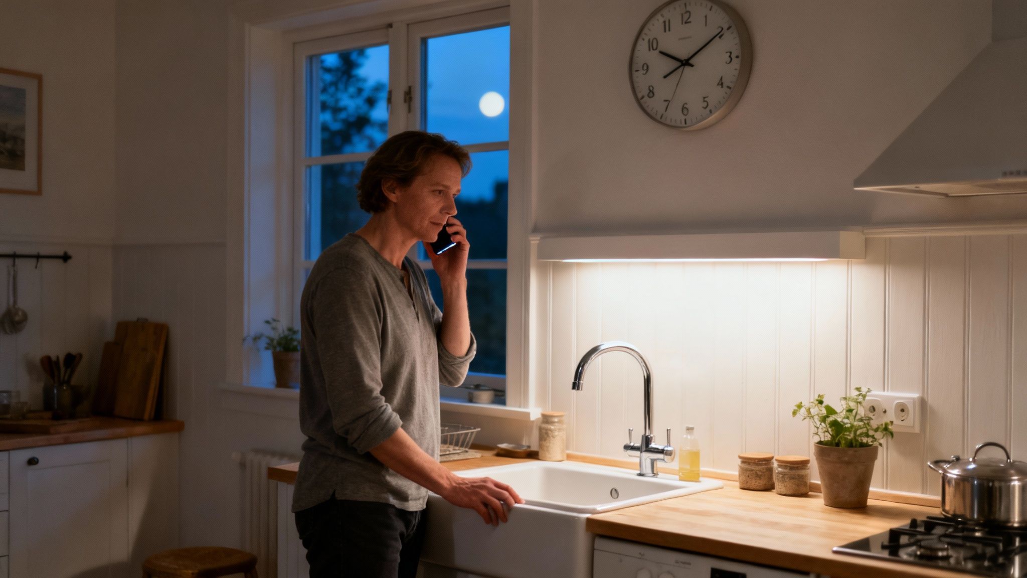 En kloakmester i arbejde sent om aftenen