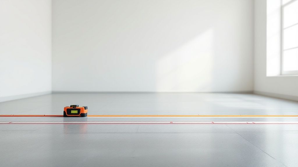 En tømrer i færd med at lægge et nyt trægulv med præcision