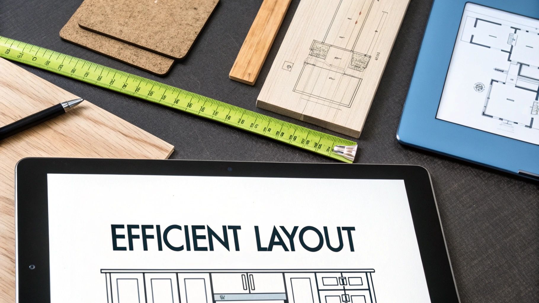 A bright galley kitchen with white cabinets, light wood countertops, and strategically placed lighting.