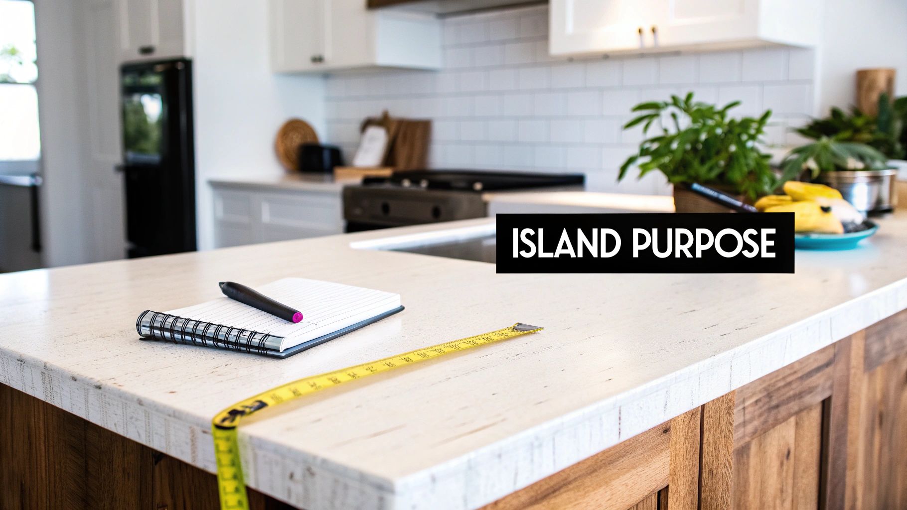 A well-lit, modern kitchen island featuring white custom cabinetry, a wooden countertop, and stylish bar stools.